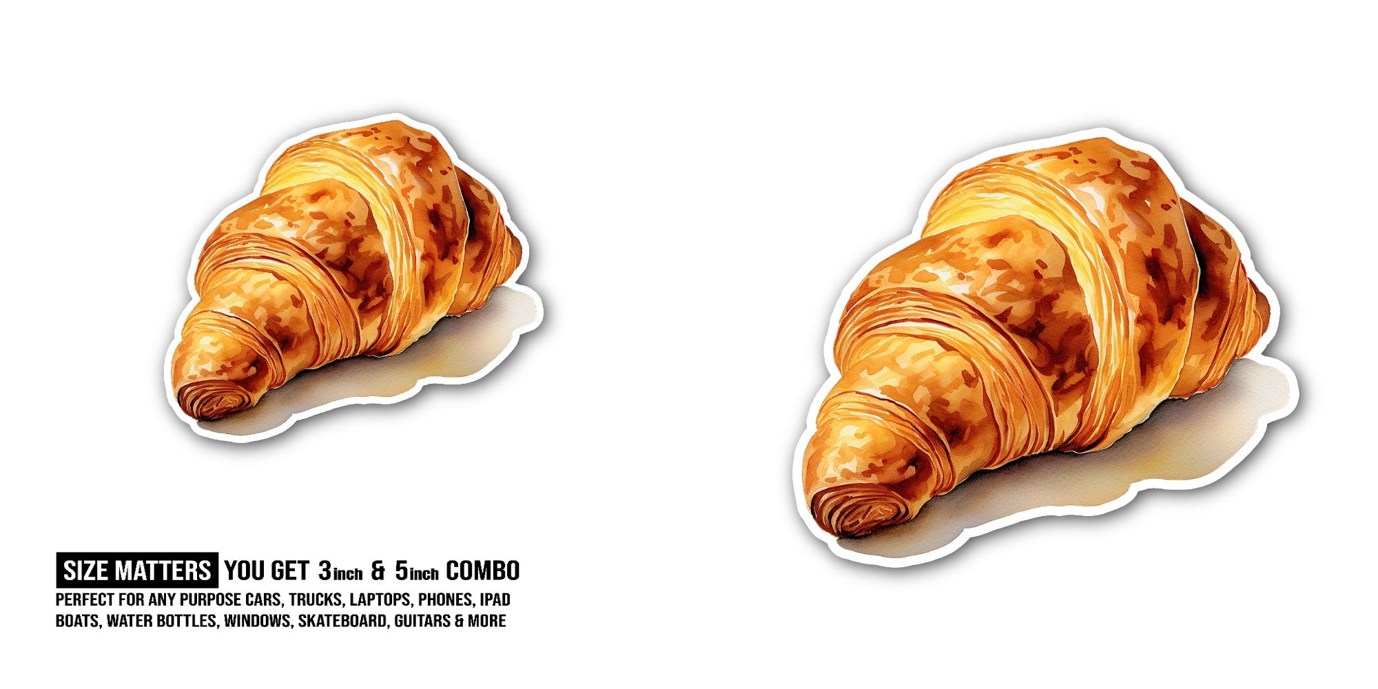 Sweet Bread Pastry Sticker, Waterproof Vinyl Decal Sticker Indoor Or Outdoor 2 (Pieces) 3" and 5"