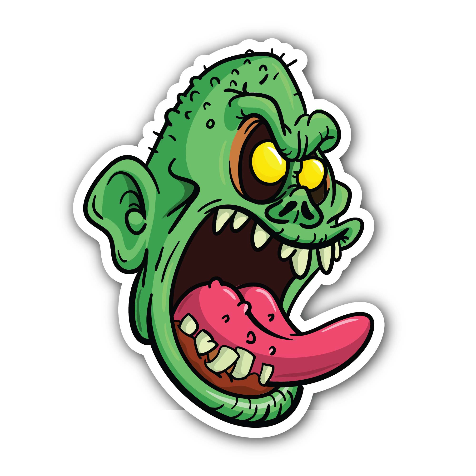 Green Zombie Sticker, Waterproof Vinyl Decal Sticker Indoor Or Outdoor 2 (Pieces) 3" and 5"