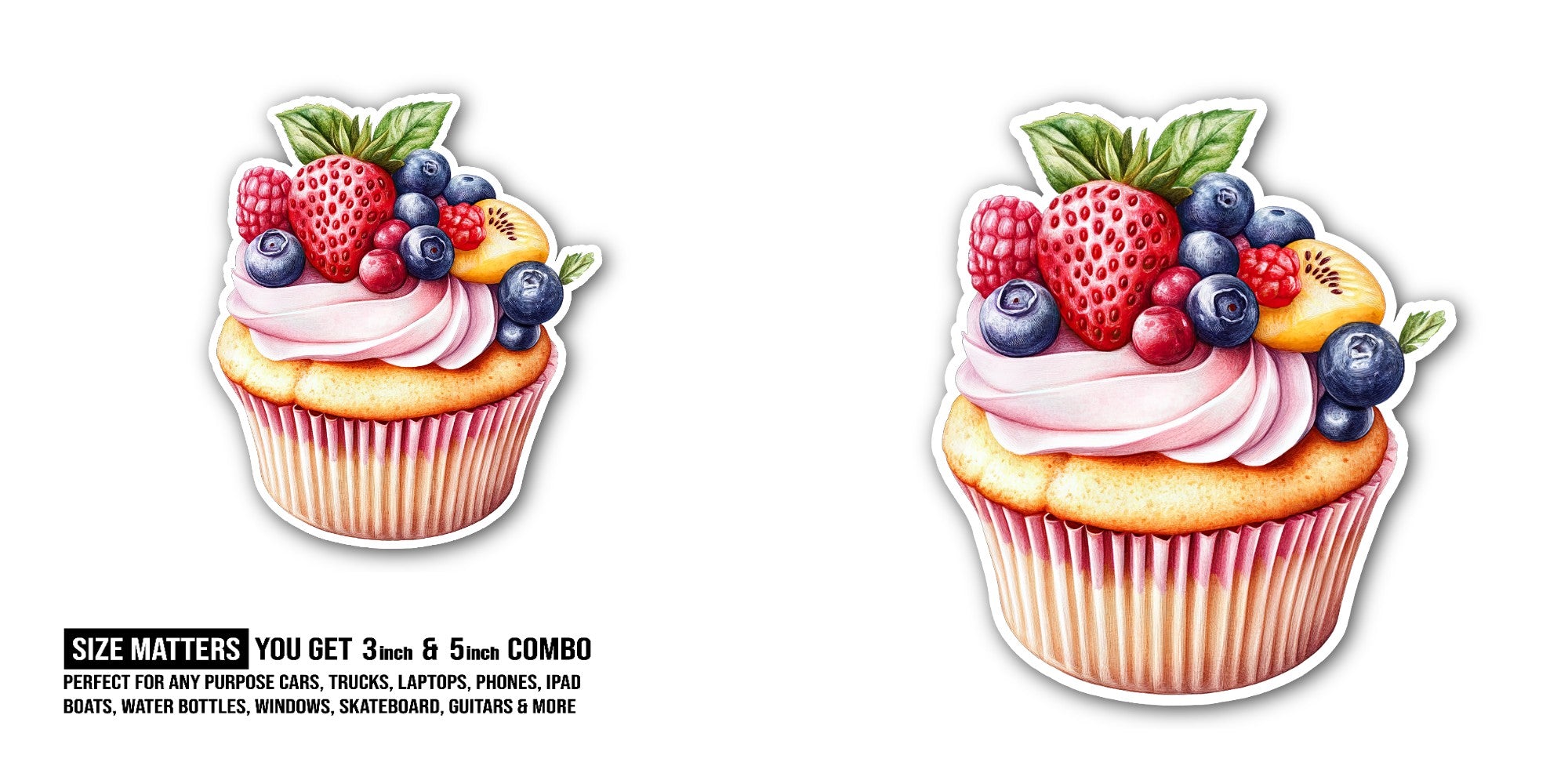 sweet dessert item Sticker, Waterproof Vinyl Decal Sticker Indoor Or Outdoor 2 (Pieces) 3" and 5"