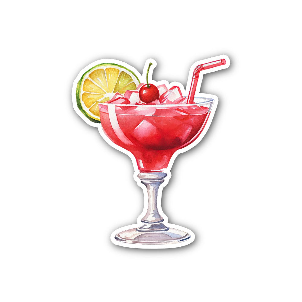 cherry Cocktail Glass Sticker, Waterproof Vinyl Decal Sticker Indoor Or Outdoor 2 (Pieces) 3" and 5"