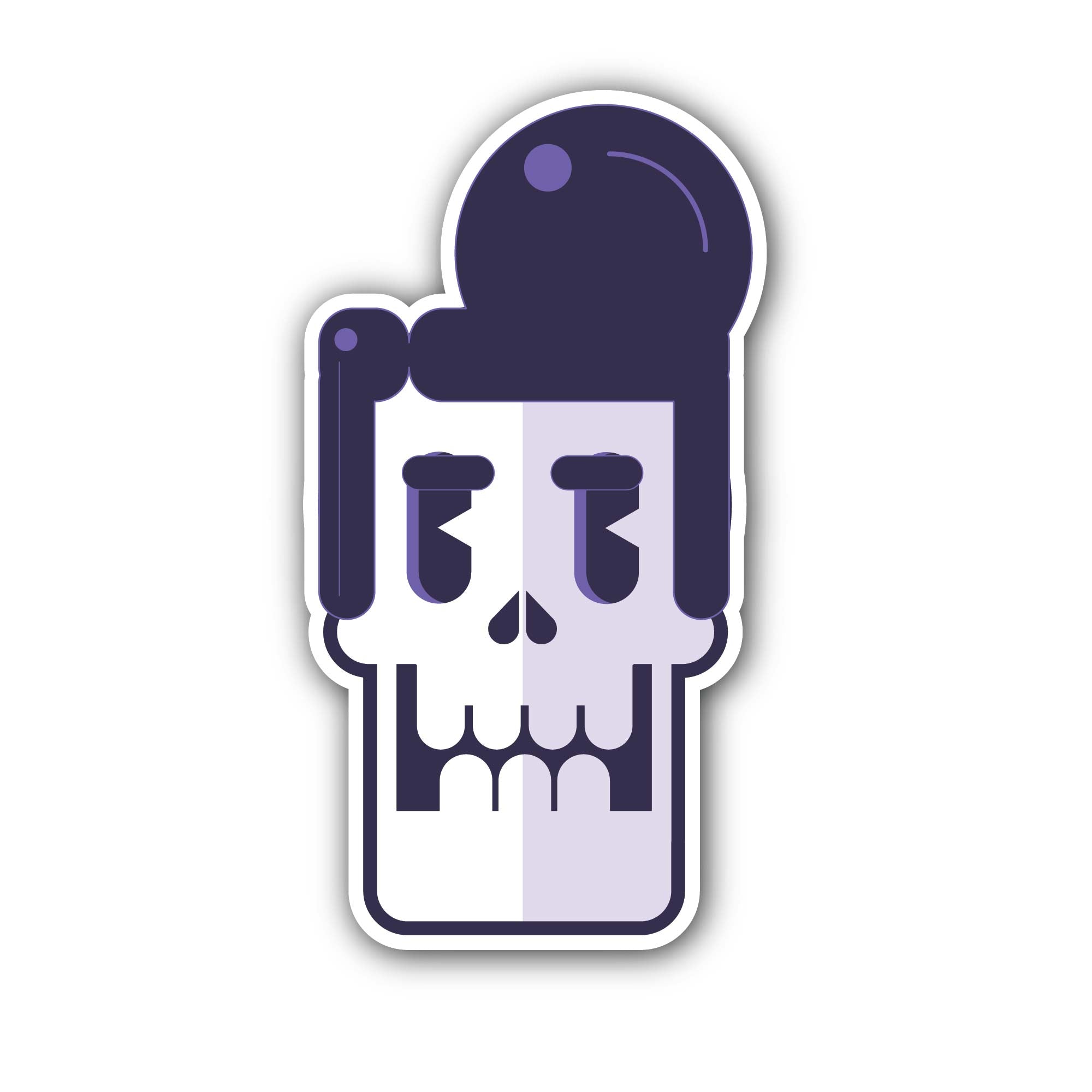 Doubtful Skull Sticker, Waterproof Vinyl Decal Sticker Indoor Or Outdoor 2 (Pieces) 3" and 5"