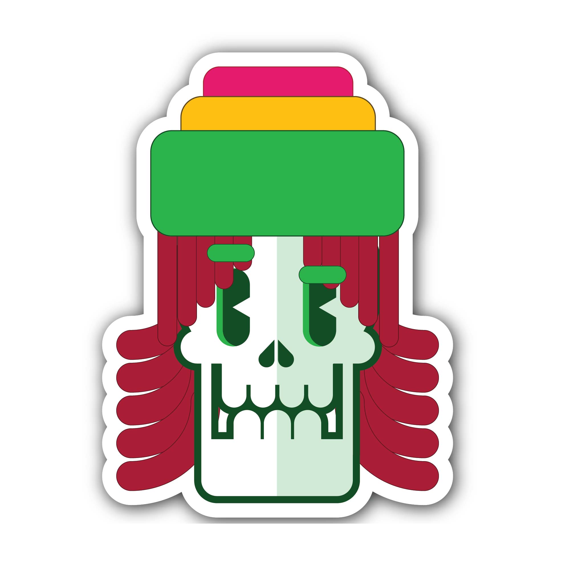 Stoner Skull Head Sticker, Waterproof Vinyl Decal Sticker Indoor Or Outdoor 2 (Pieces) 3" and 5"