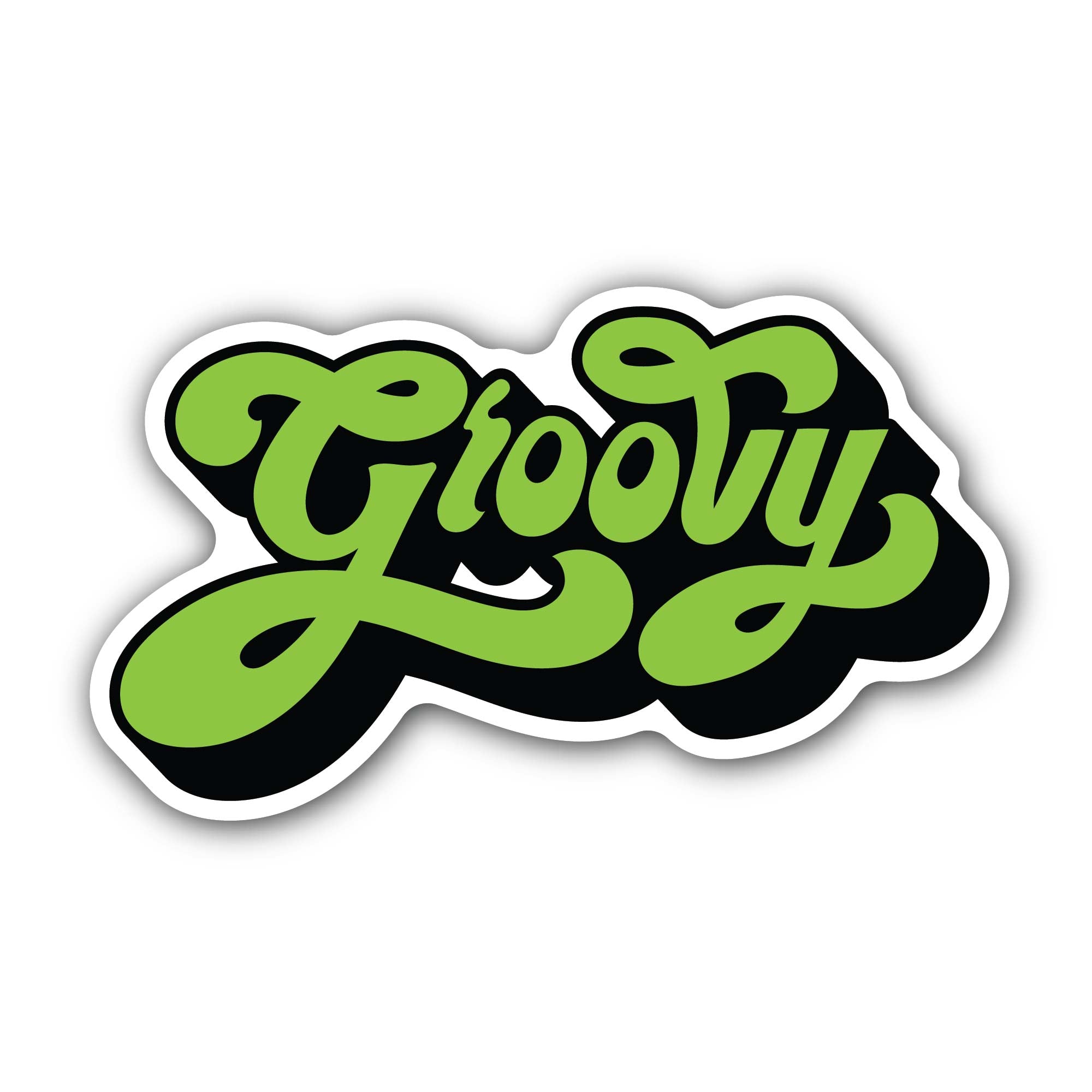 Groovy Sticker, Waterproof Vinyl Decal Sticker Indoor Or Outdoor 2 (Pieces) 3" and 5"