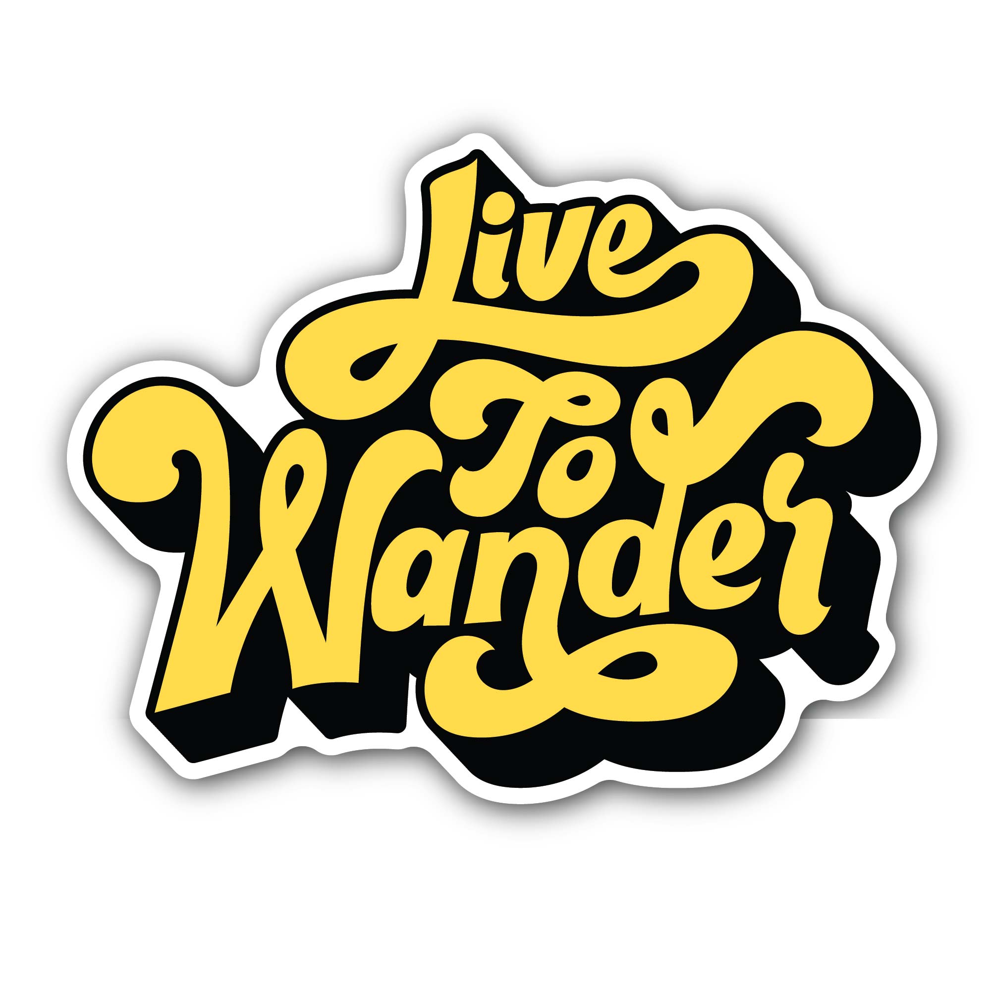 Live to Wander Sticker, Waterproof Vinyl Decal Sticker Indoor Or Outdoor 2 (Pieces) 3" and 5"