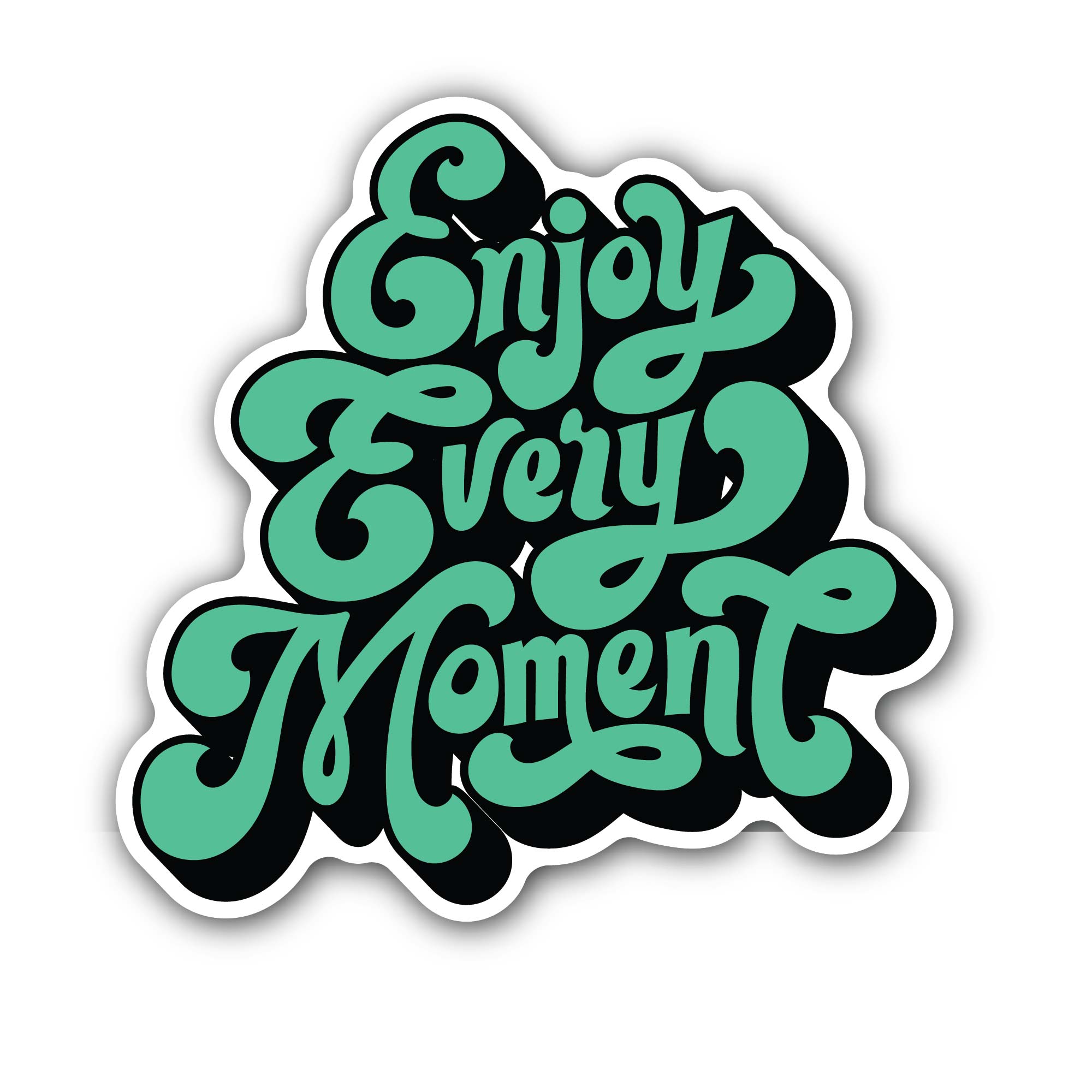 Enjoy Every Moment Sticker, Waterproof Vinyl Decal Sticker Indoor Or Outdoor 2 (Pieces) 3" and 5"