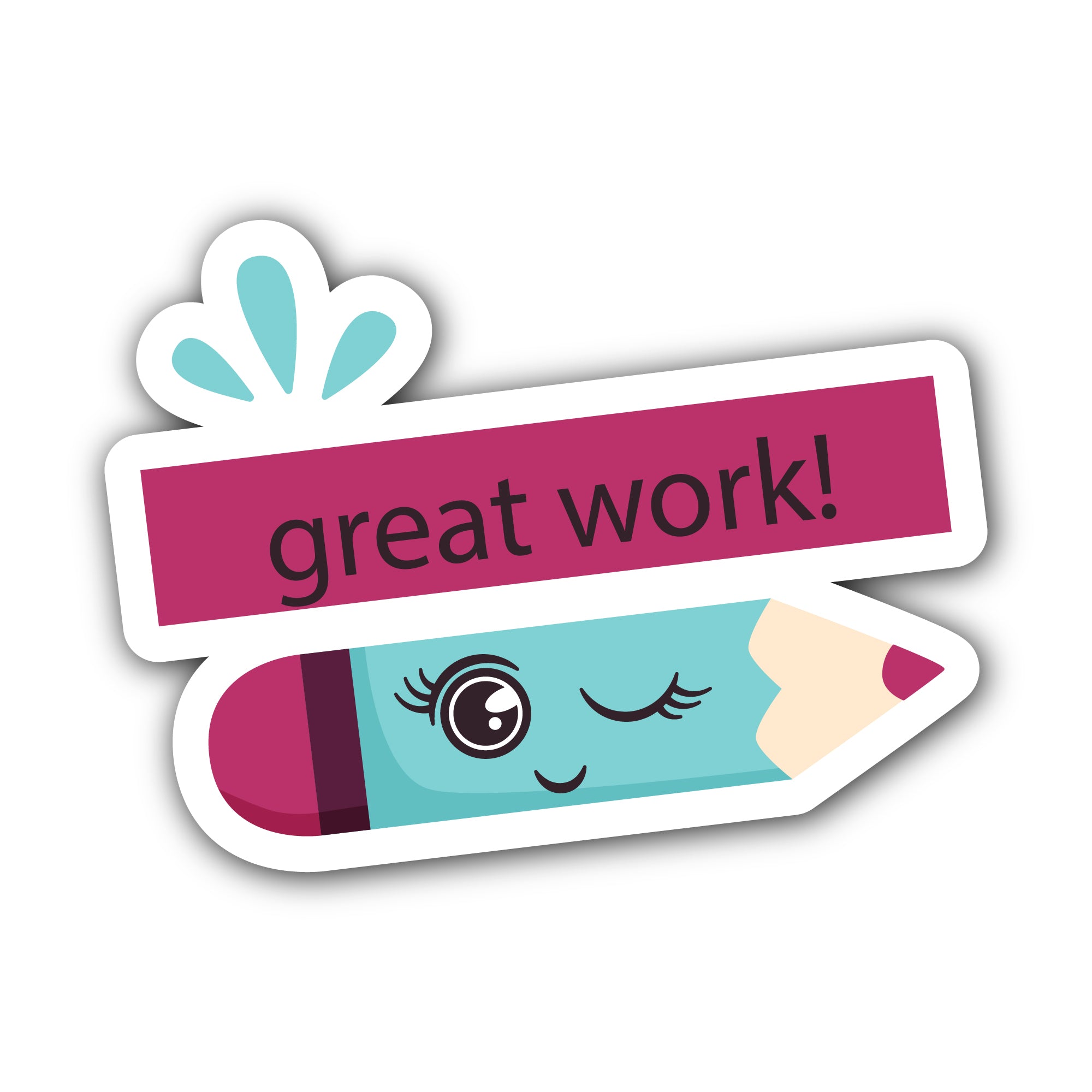 Great Work Text Sticker, Waterproof Vinyl Decal Sticker Indoor Or Outdoor 2 (Pieces) 3" and 5"