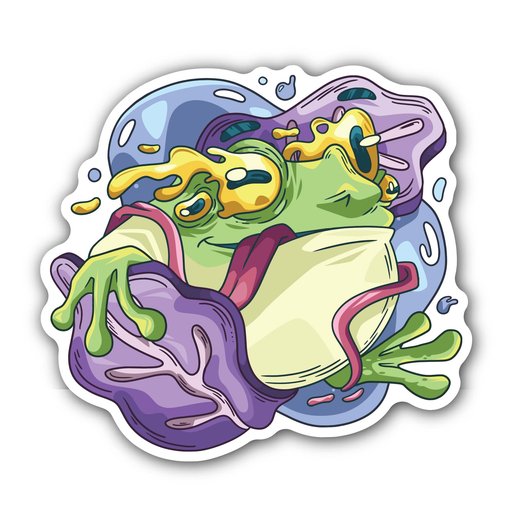 Morpho The Melting Frog Sticker, Waterproof Vinyl Decal Sticker Indoor Or Outdoor 2 (Pieces) 3" and 5"