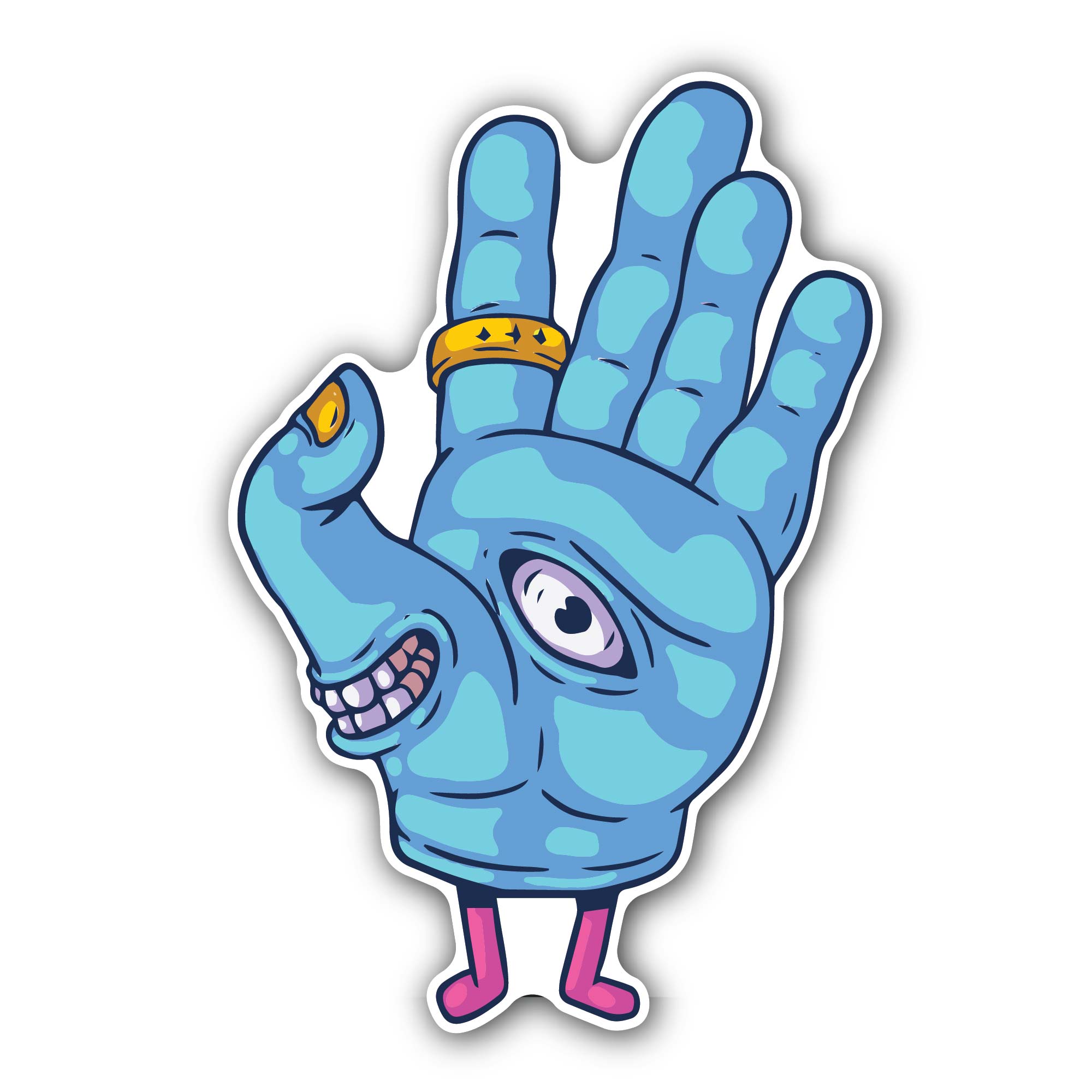 Esoteric Blue Hand Sticker, Waterproof Vinyl Decal Sticker Indoor Or Outdoor 2 (Pieces) 3" and 5"