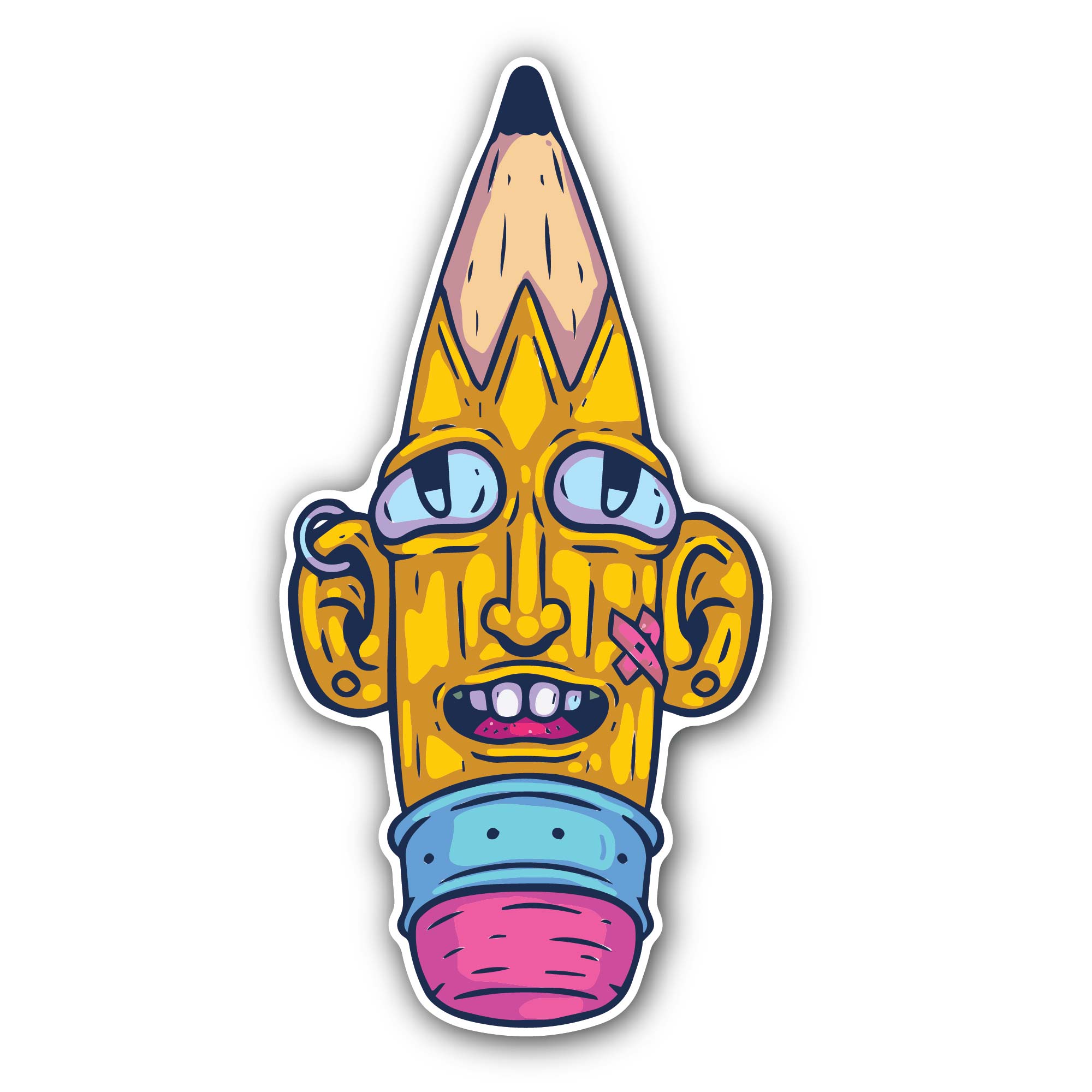 Funky Pen Doodle Sticker, Waterproof Vinyl Decal Sticker Indoor Or Outdoor 2 (Pieces) 3" and 5"