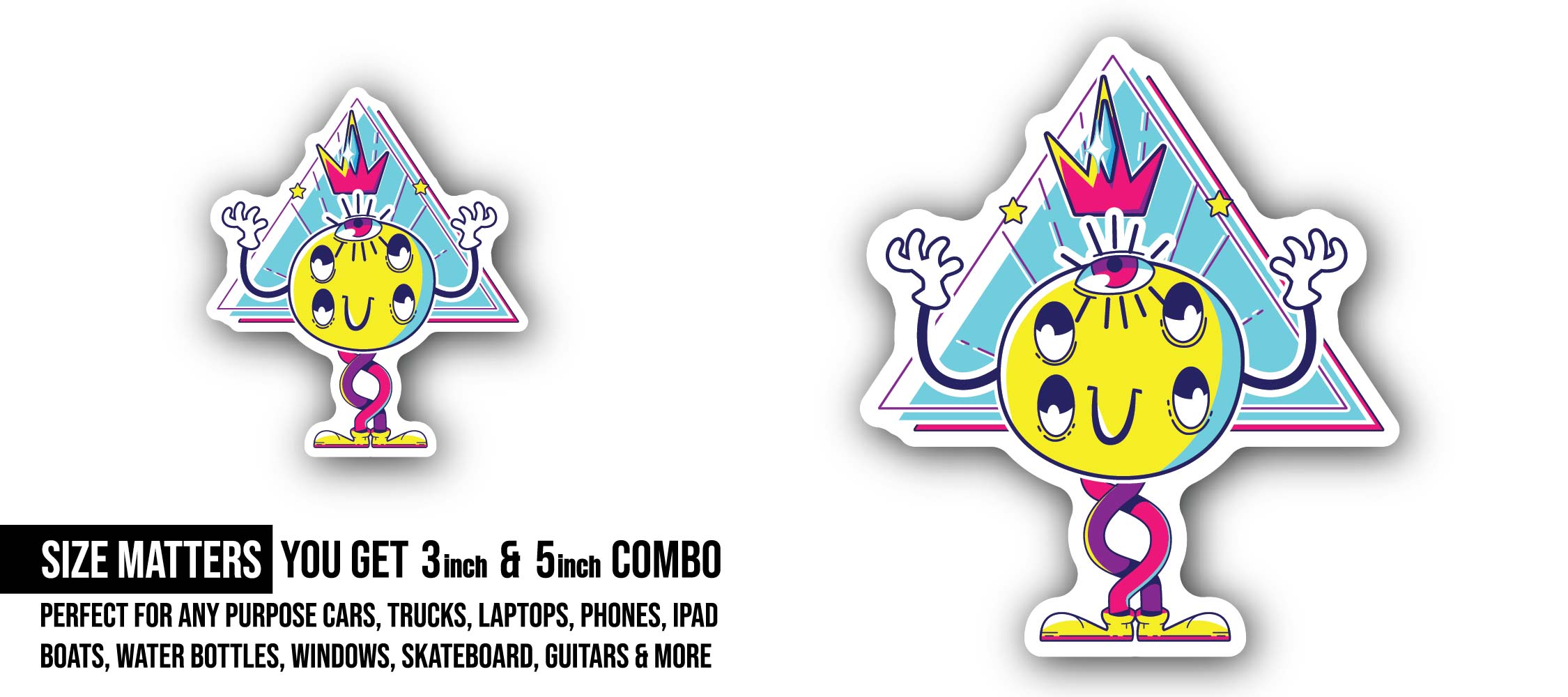 A Series of Cartoon Character Sticker, Waterproof Vinyl Decal Sticker Indoor Or Outdoor 2 (Pieces) 3" and 5"