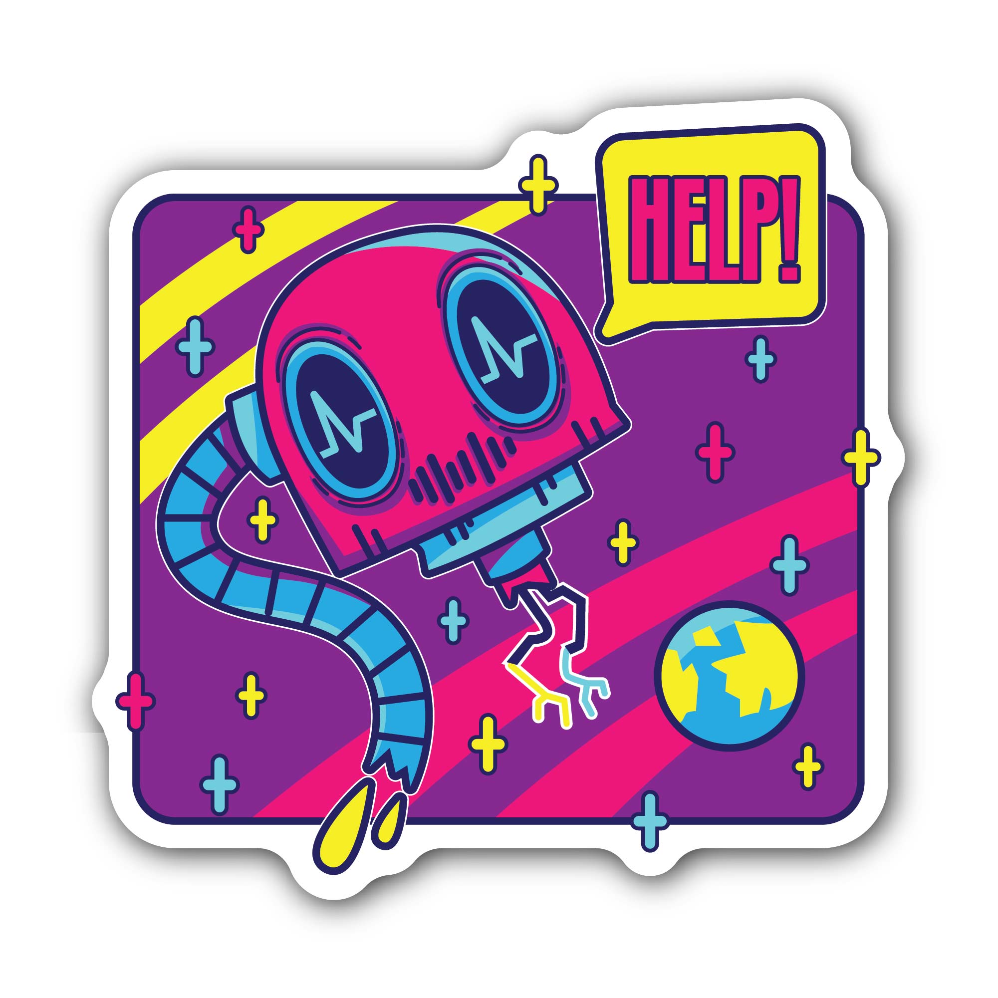 Help Sticker, Waterproof Vinyl Decal Sticker Indoor Or Outdoor 2 (Pieces) 3" and 5"