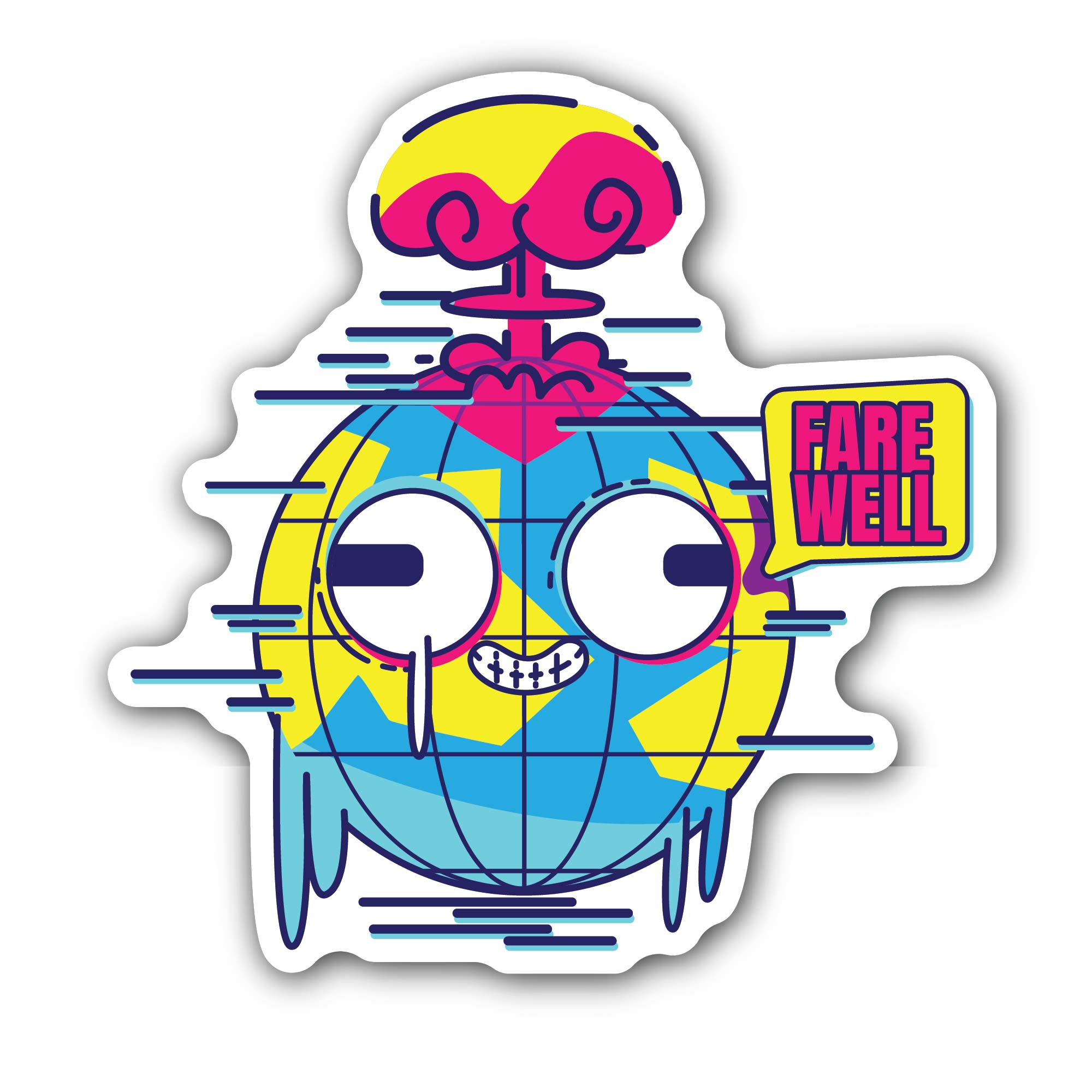 Fare Well Sticker, Waterproof Vinyl Decal Sticker Indoor Or Outdoor 2 (Pieces) 3" and 5"