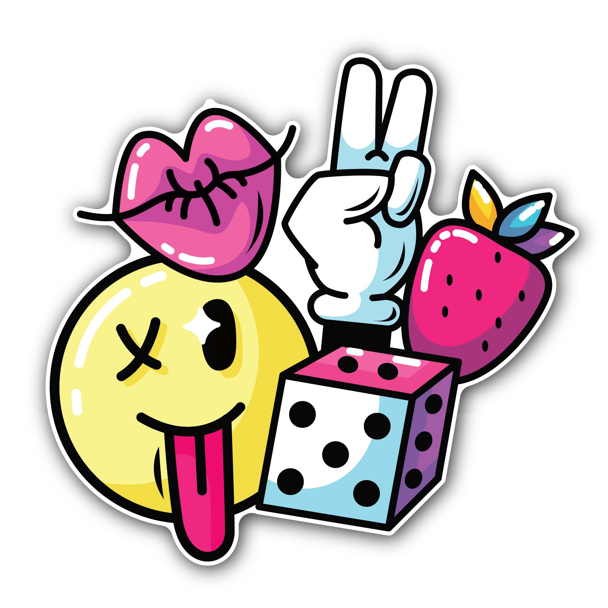 Fun and Colorful Sticker, Waterproof Vinyl Decal Sticker Indoor Or Outdoor 2 (Pieces) 3" and 5"