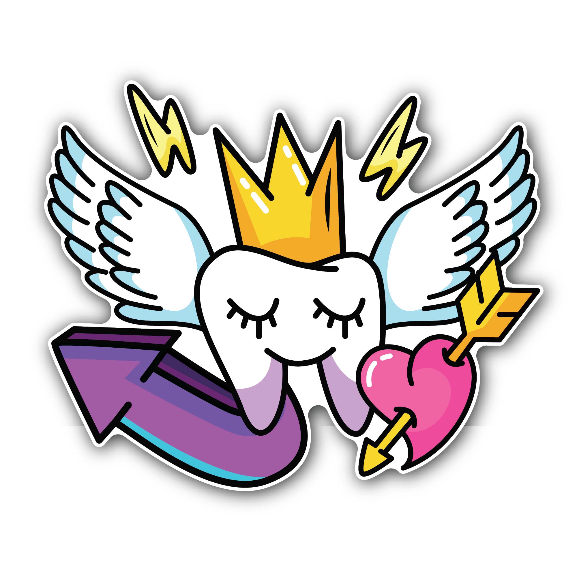 Tooth Fairy Sticker, Waterproof Vinyl Decal Sticker Indoor Or Outdoor 2 (Pieces) 3" and 5"