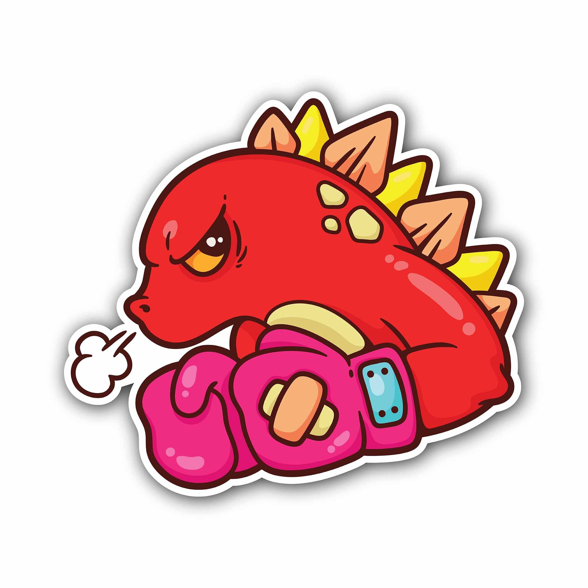 Boxing Dinosaur Sticker, Waterproof Vinyl Decal Sticker Indoor Or Outdoor 2 (Pieces) 3" and 5"