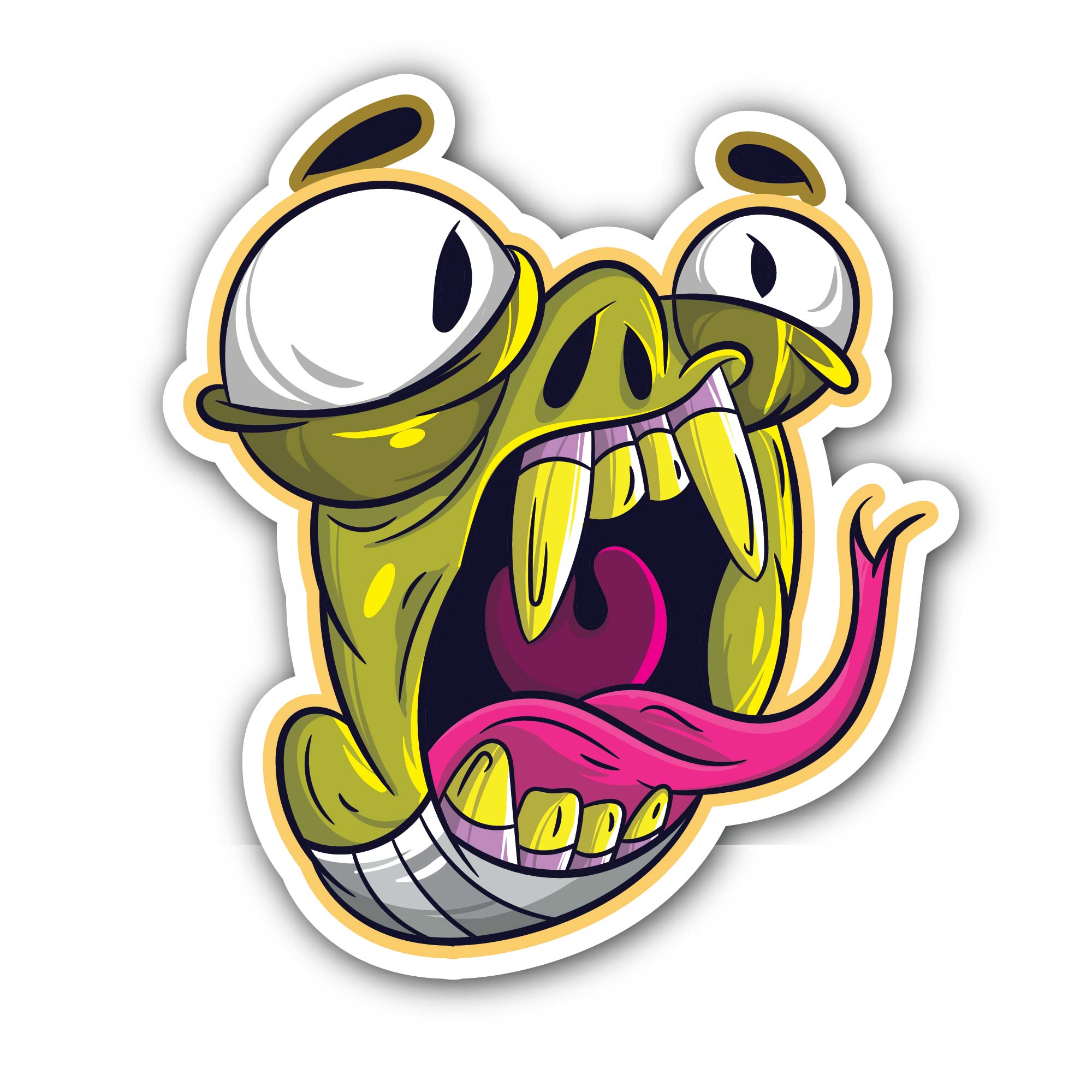 Green Caterpillar Monster Sticker, Waterproof Vinyl Decal Sticker Indoor Or Outdoor 2 (Pieces) 3" and 5"