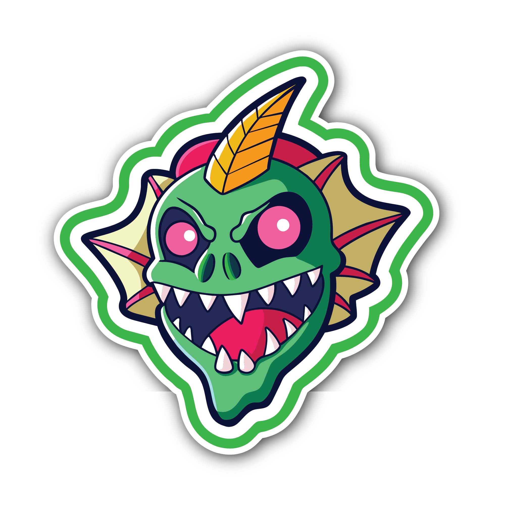 Green Monster Image Sticker, Waterproof Vinyl Decal Sticker Indoor Or Outdoor 2 (Pieces) 3" and 5"