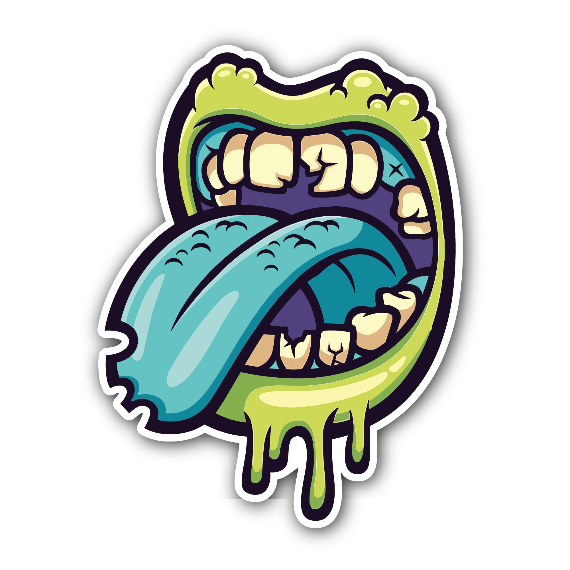 Zombie Mouth Sticker, Waterproof Vinyl Decal Sticker Indoor Or Outdoor 2 (Pieces) 3" and 5"