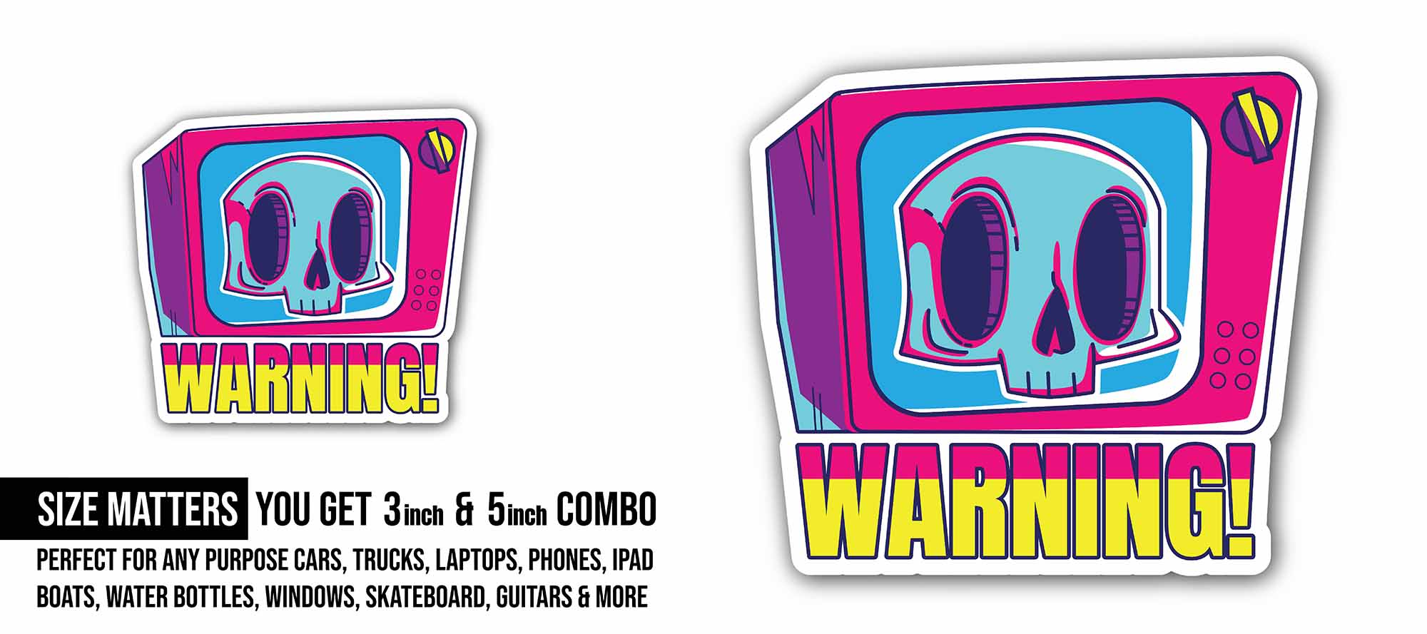 Warning Sticker, Waterproof Vinyl Decal Sticker Indoor Or Outdoor 2 (Pieces) 3" and 5"