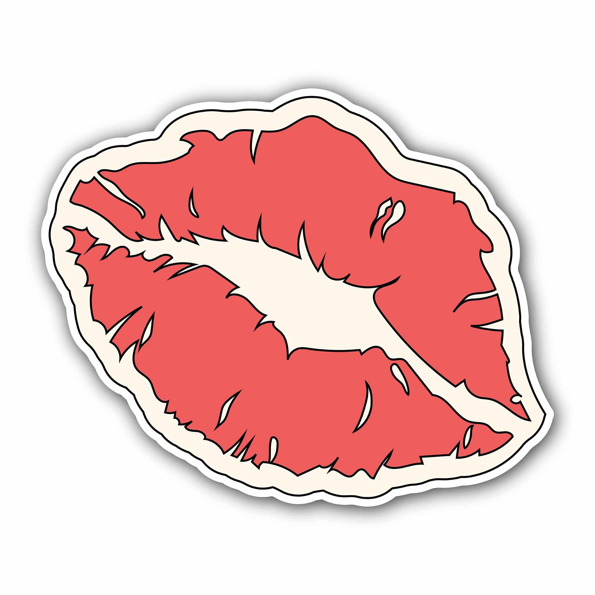 Red Lipstick Sticker, Waterproof Vinyl Decal Sticker Indoor Or Outdoor 2 (Pieces) 3" and 5"