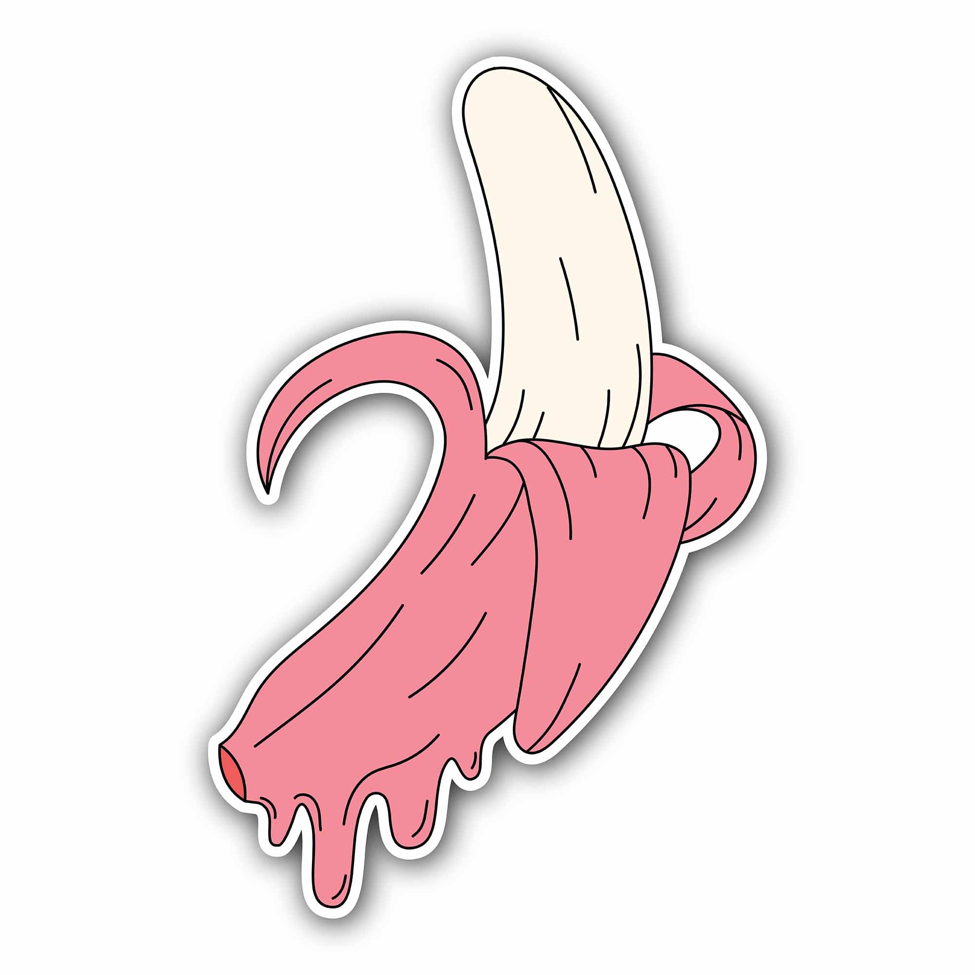 Banana Sticker, Waterproof Vinyl Decal Sticker Indoor Or Outdoor 2 (Pieces) 3" and 5"