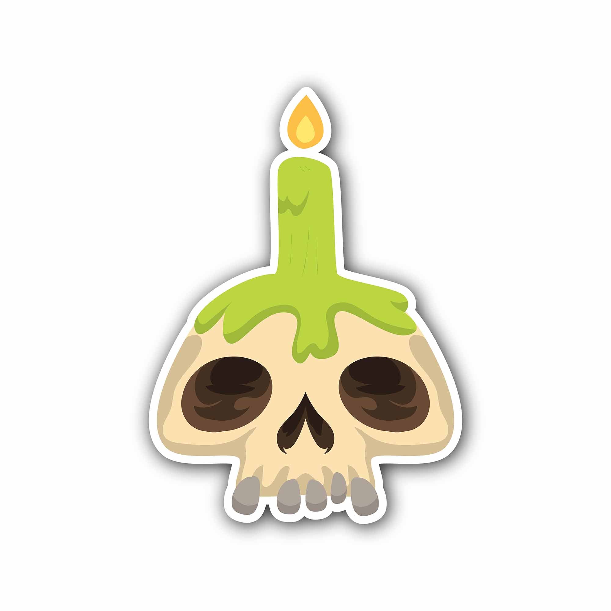 Skull with Candle Cookie Cutter Sticker, Waterproof Vinyl Decal Sticker Indoor Or Outdoor 2 (Pieces) 3" and 5"