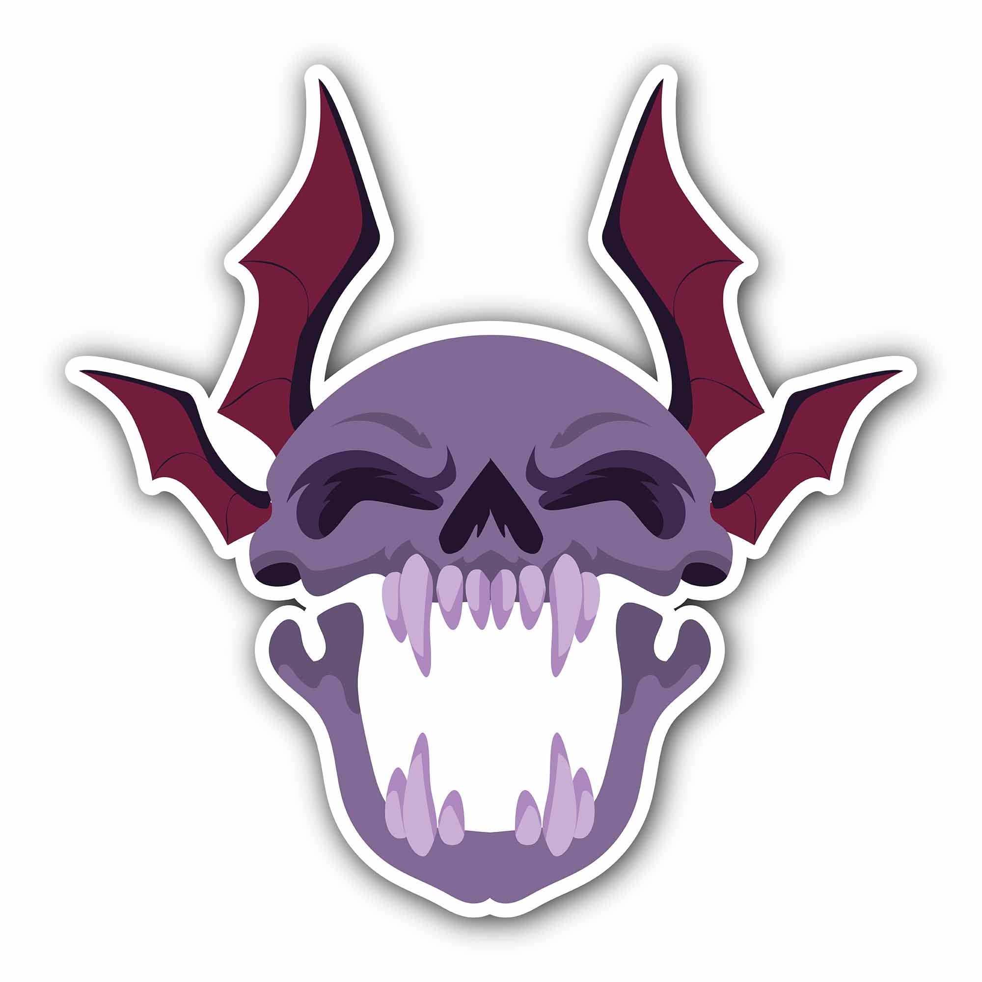Skull Mascot Cartoon Sticker, Waterproof Vinyl Decal Sticker Indoor Or Outdoor 2 (Pieces) 3" and 5"