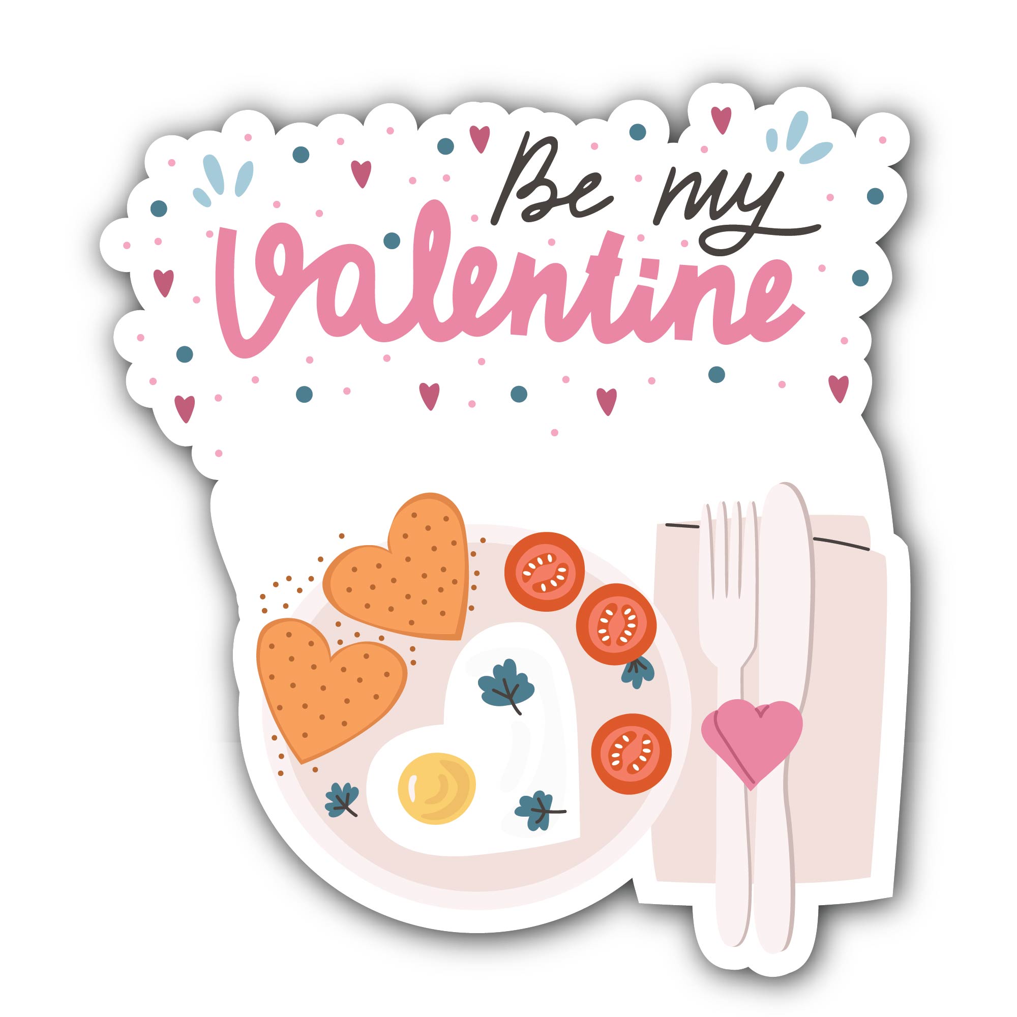 Be My Valentine Sticker, Waterproof Vinyl Decal Sticker Indoor Or Outdoor 2 (Pieces) 3" and 5"