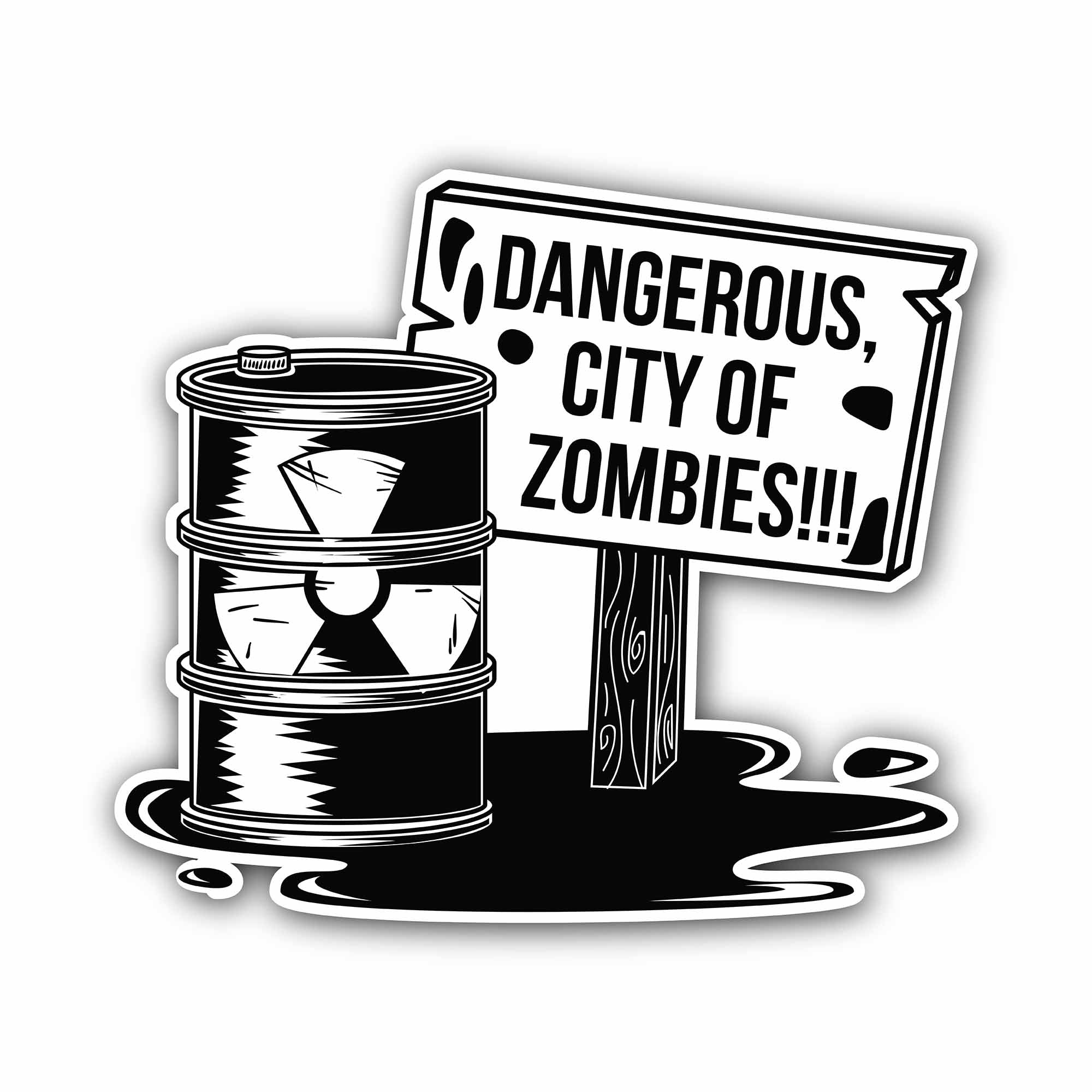 Dangerous City of Zombies Sticker, Waterproof Vinyl Decal Sticker Indoor Or Outdoor 2 (Pieces) 3" and 5"