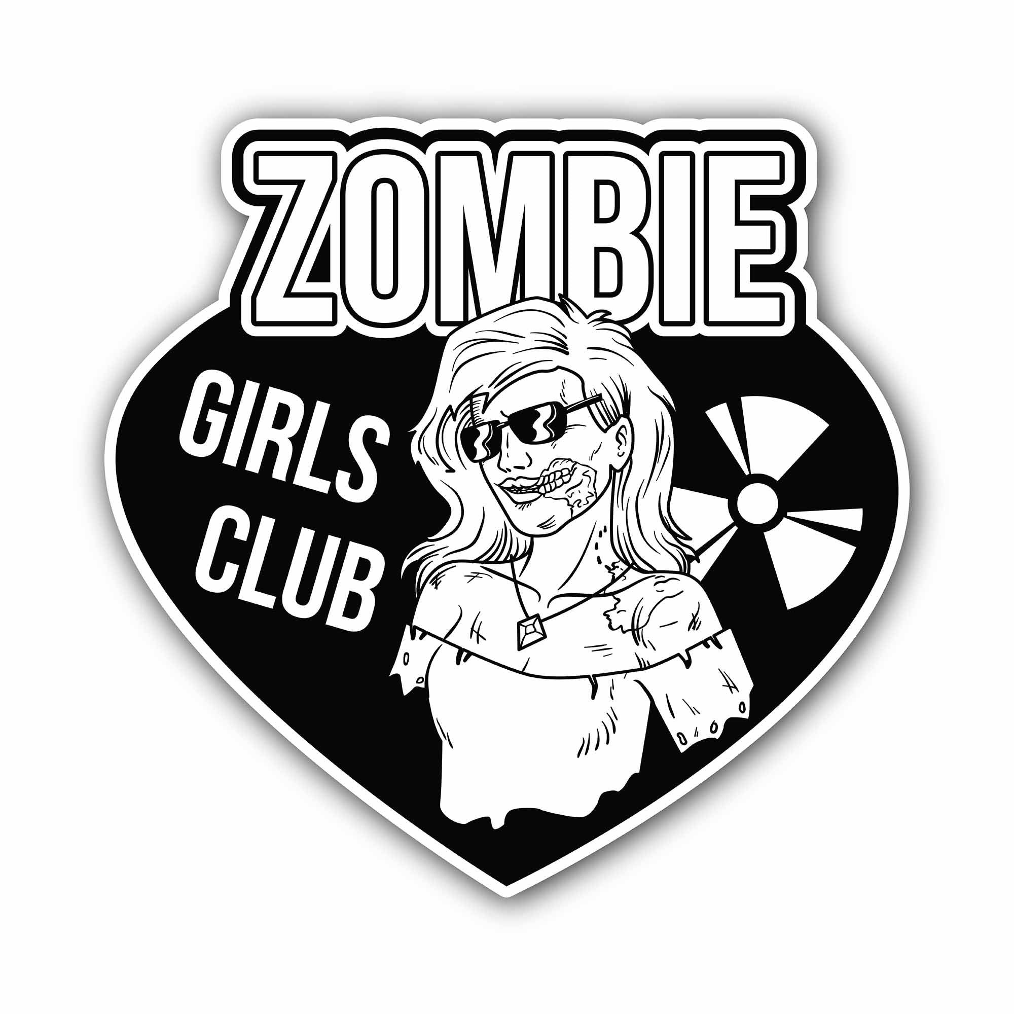 Zombie Girls Club Sticker, Waterproof Vinyl Decal Sticker Indoor Or Outdoor 2 (Pieces) 3" and 5"