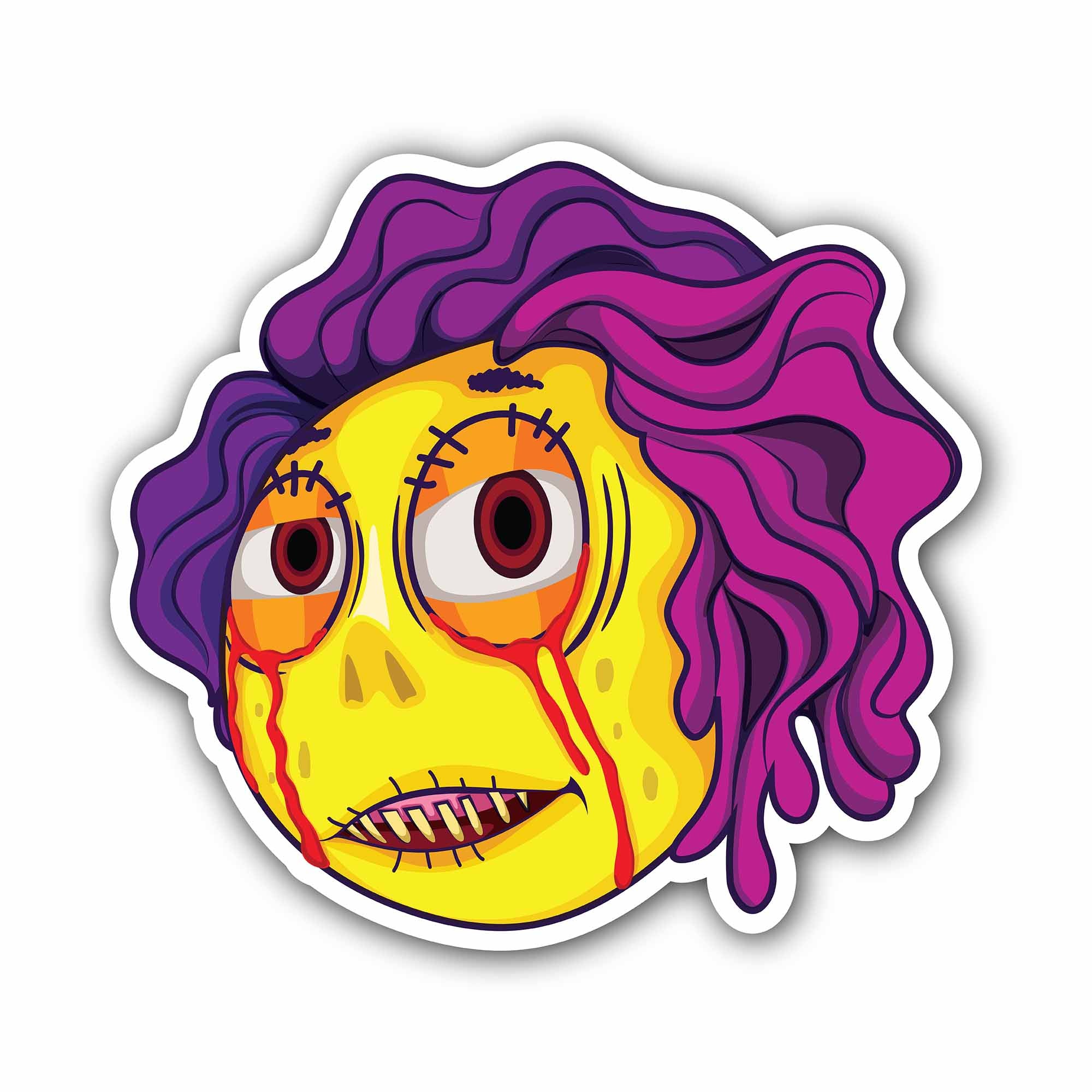 Zombie Girl Face Sticker, Waterproof Vinyl Decal Sticker Indoor Or Outdoor 2 (Pieces) 3" and 5"