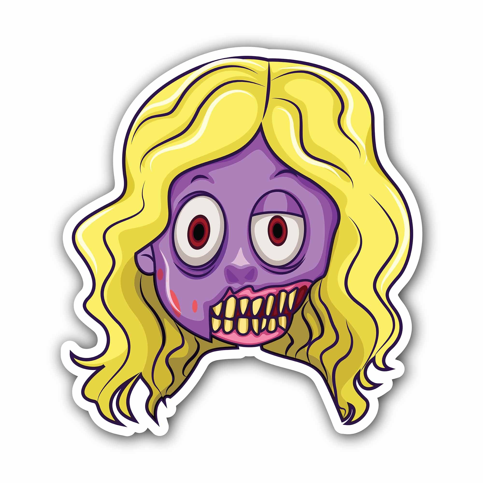 Yellow Hair & Zombie Girl Sticker, Waterproof Vinyl Decal Sticker Indoor Or Outdoor 2 (Pieces) 3" and 5"