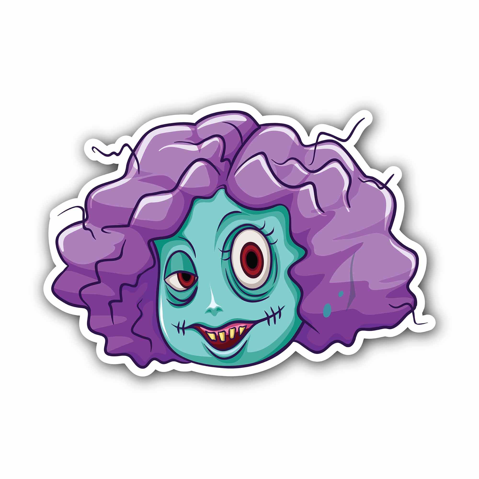 Smile Zombie Girl Sticker, Waterproof Vinyl Decal Sticker Indoor Or Outdoor 2 (Pieces) 3" and 5"