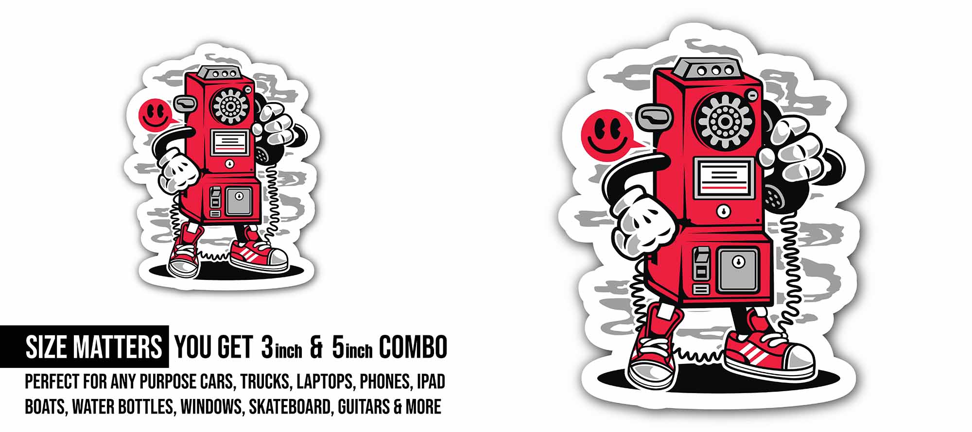 Hello from a Street Phone Sticker, Waterproof Vinyl Decal Sticker Indoor Or Outdoor 2 (Pieces) 3" and 5"