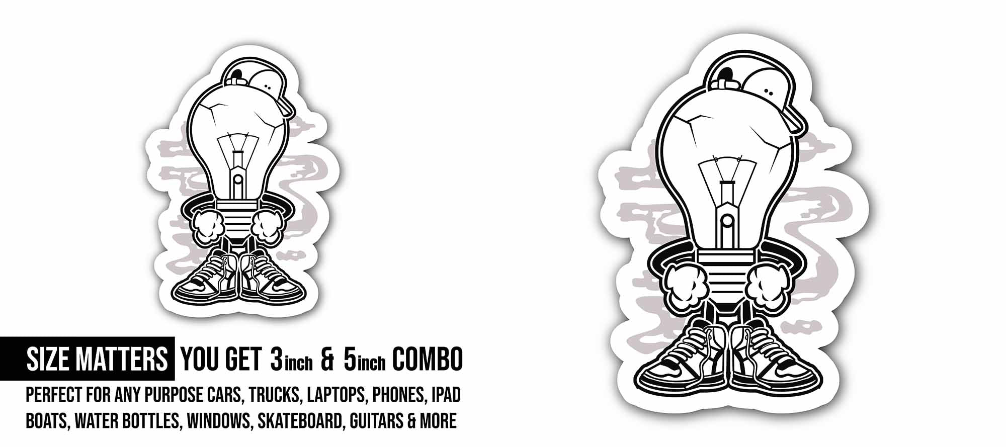 Light Boy Sticker, Waterproof Vinyl Decal Sticker Indoor Or Outdoor 2 (Pieces) 3" and 5"