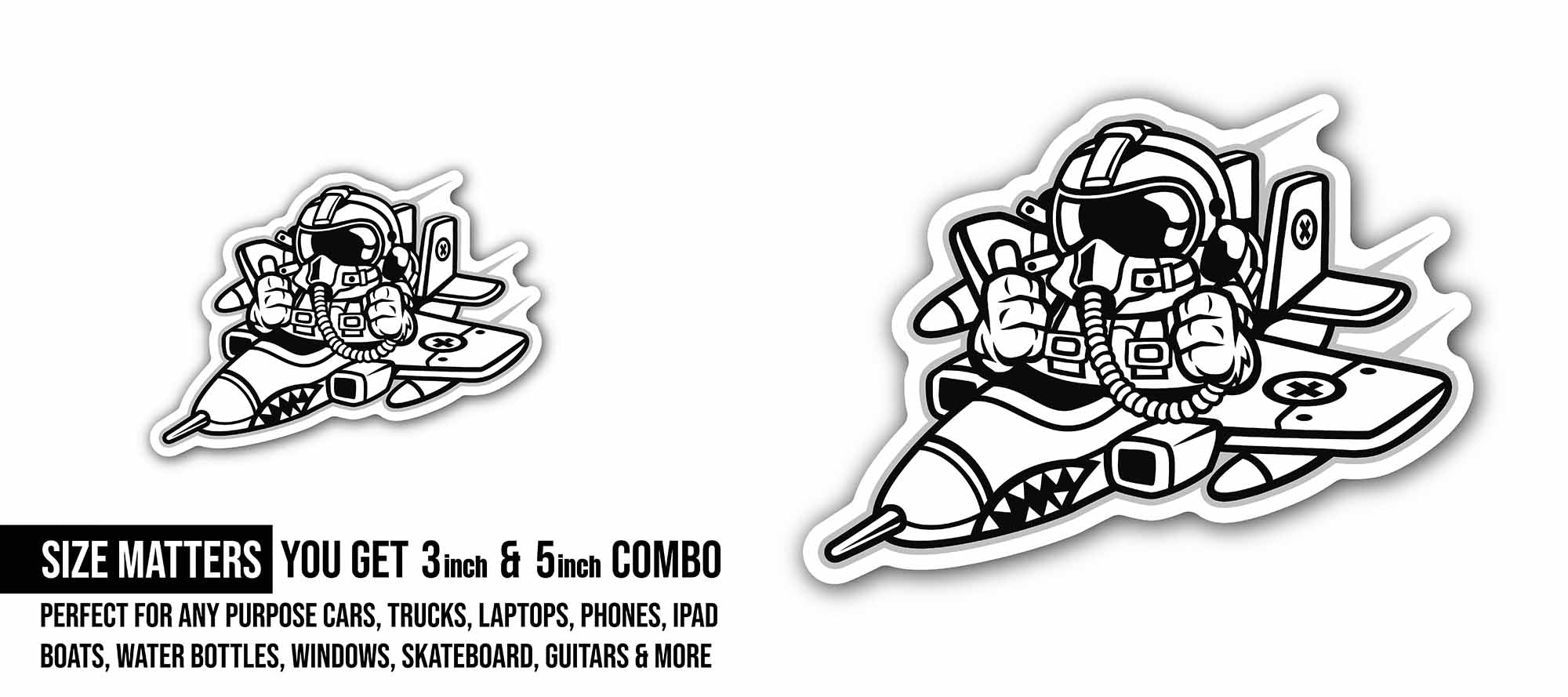 Pilot Sticker, Waterproof Vinyl Decal Sticker Indoor Or Outdoor 2 (Pieces) 3" and 5"