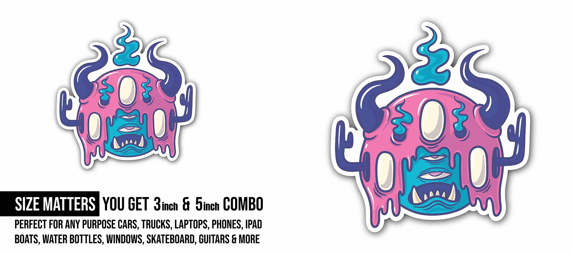 Alien Sticker, Waterproof Vinyl Decal Sticker Indoor Or Outdoor 2 (Pieces) 3" and 5"