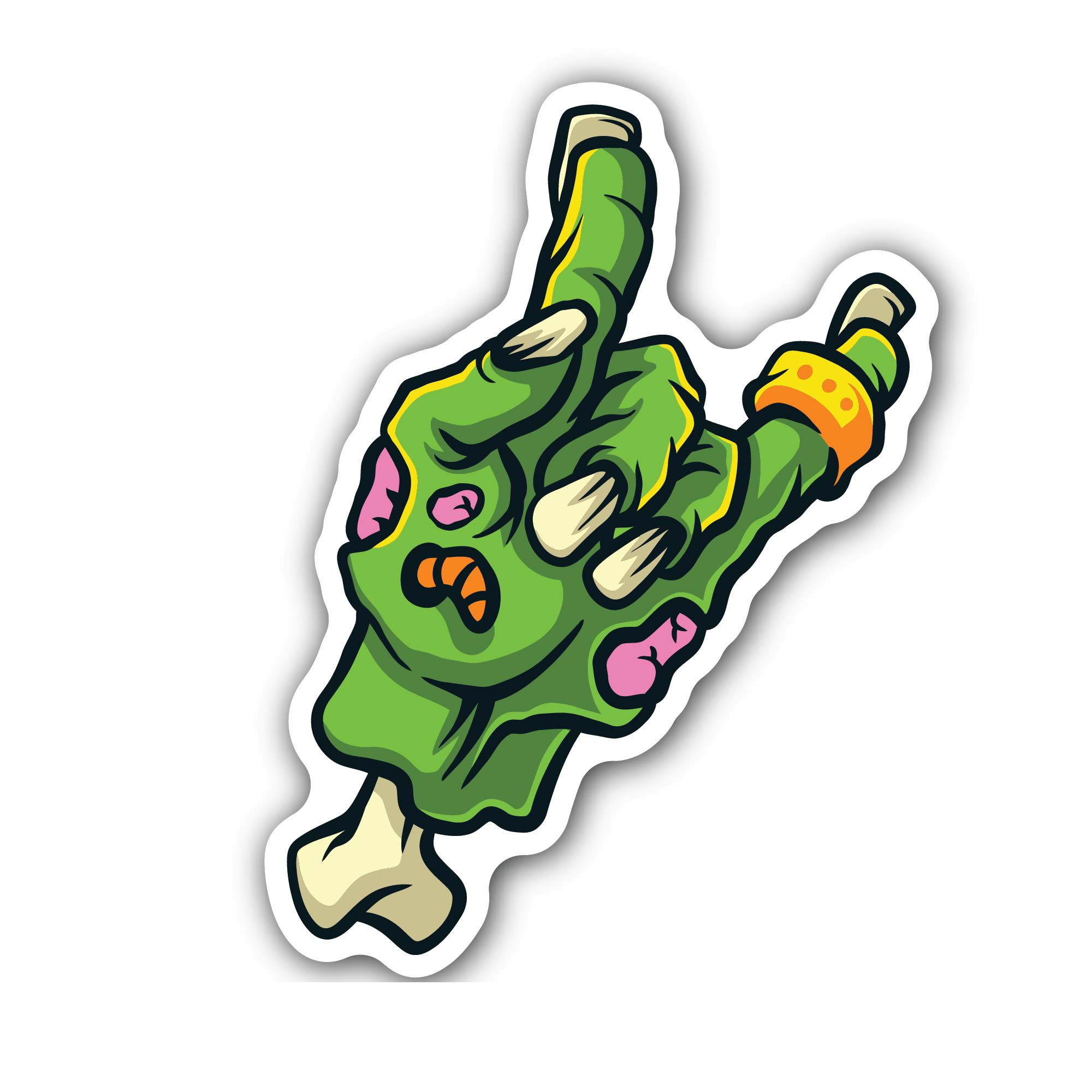 Cartoon Zombie Hand Sticker, Waterproof Vinyl Decal Sticker Indoor Or Outdoor 2 (Pieces) 3" and 5"