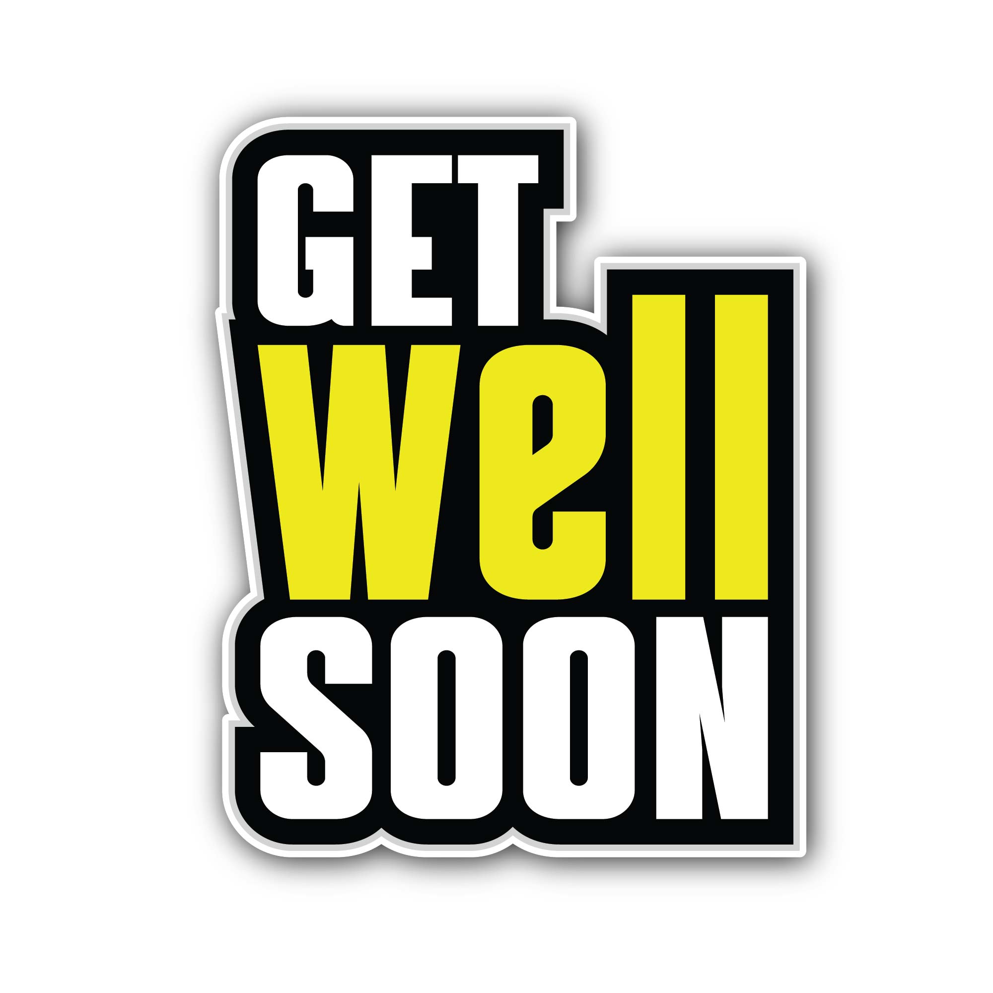 Get Well Soon Text Sticker, Waterproof Vinyl Decal Sticker Indoor Or Outdoor 2 (Pieces) 3" and 5"