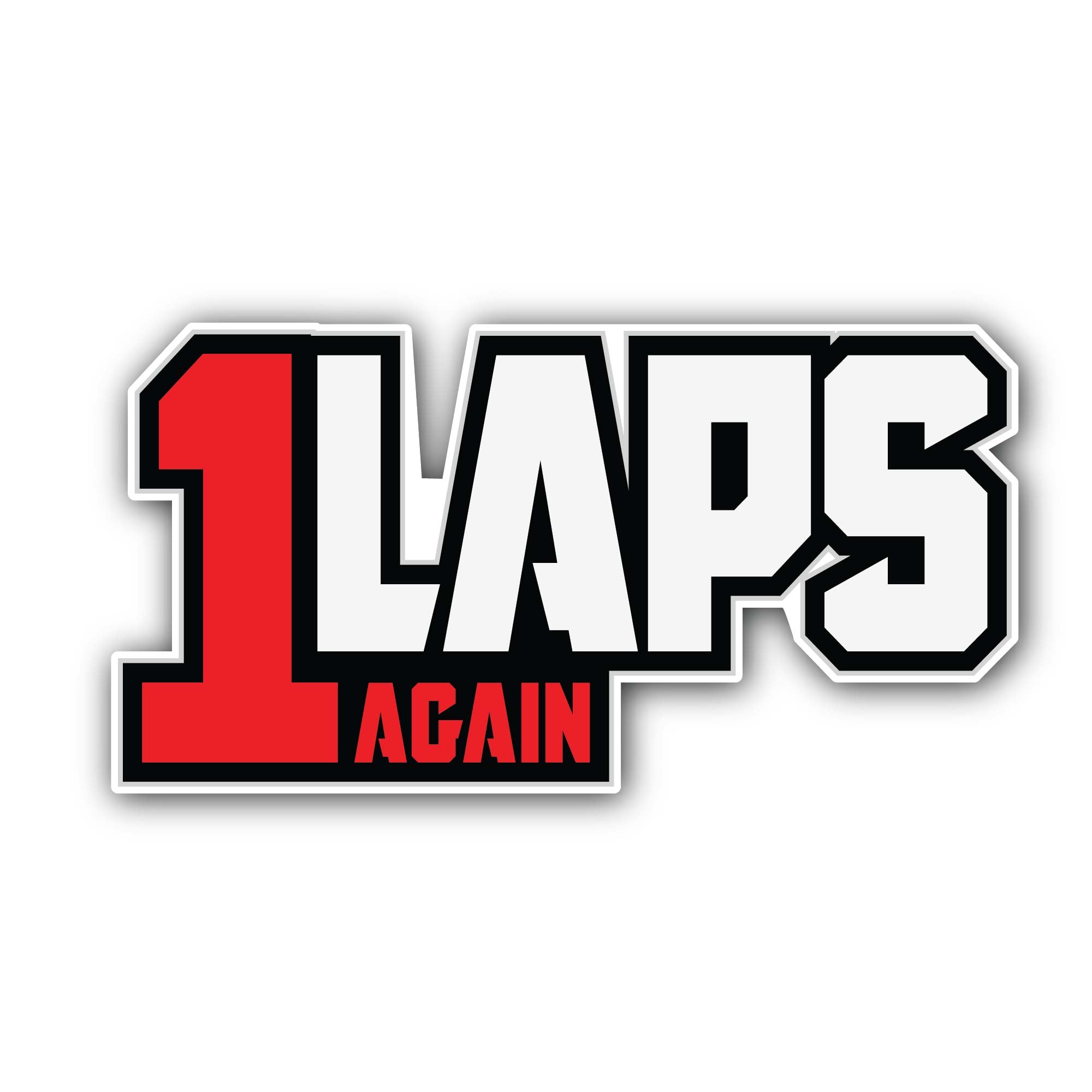 1 Laps Again Text Sticker, Waterproof Vinyl Decal Sticker Indoor Or Outdoor 2 (Pieces) 3" and 5"