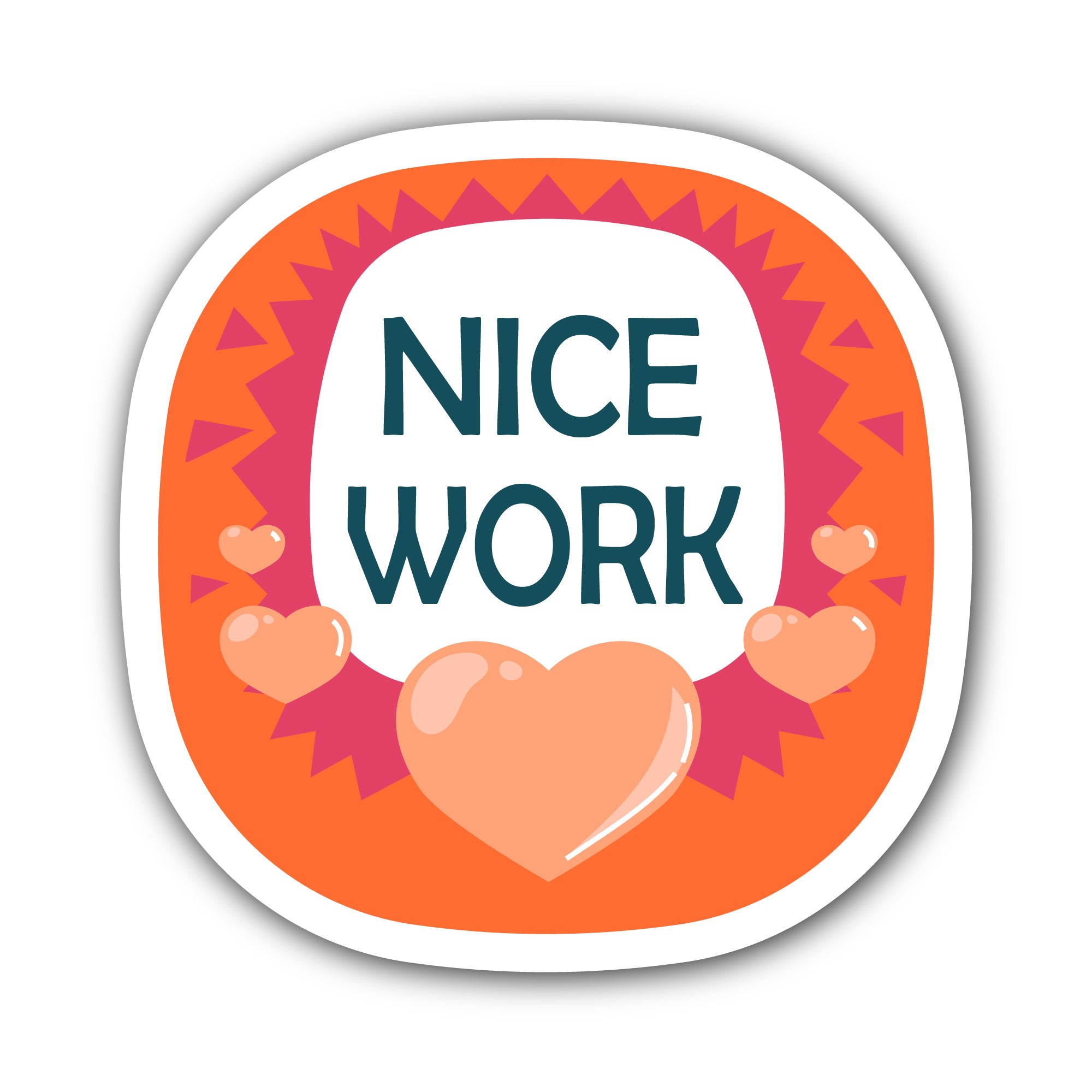 Nice Work Sticker, Waterproof Vinyl Decal Sticker Indoor Or Outdoor 2 (Pieces) 3" and 5"
