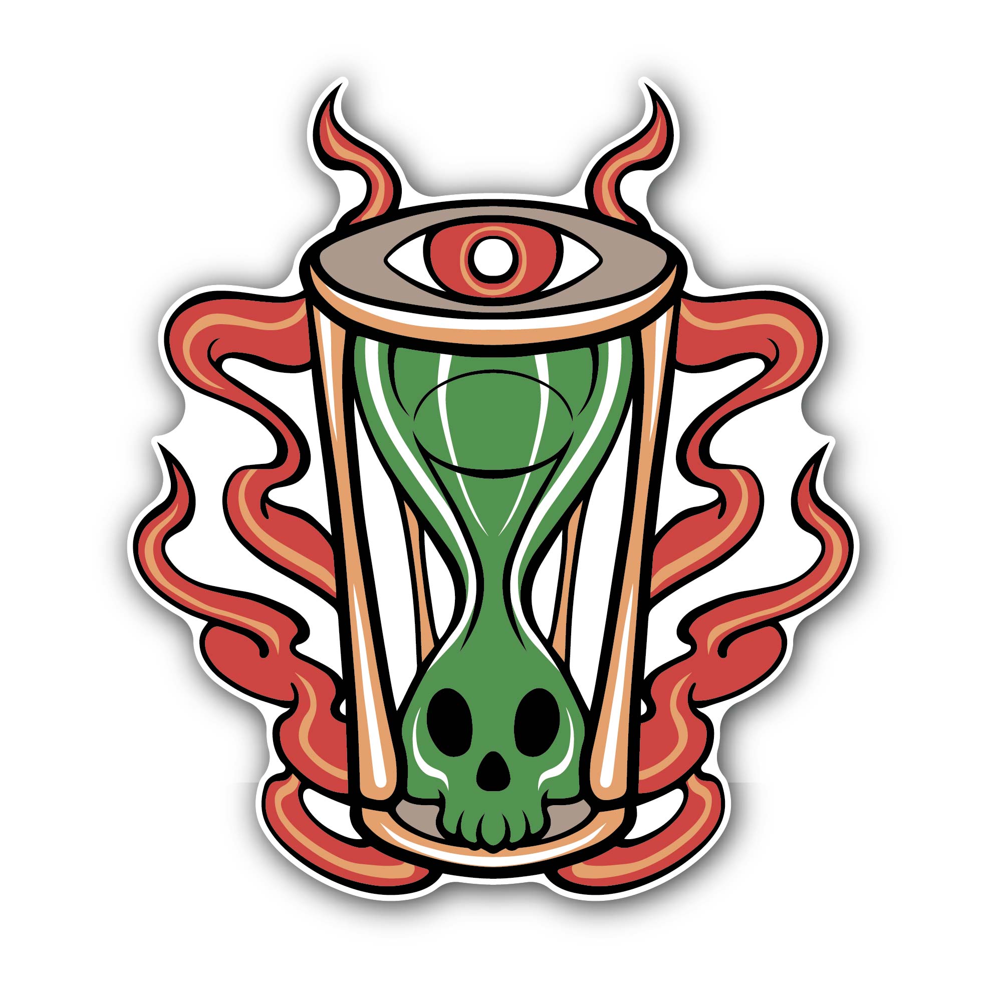 Skull Clock Sticker, Waterproof Vinyl Decal Sticker Indoor Or Outdoor 2 (Pieces) 3" and 5"