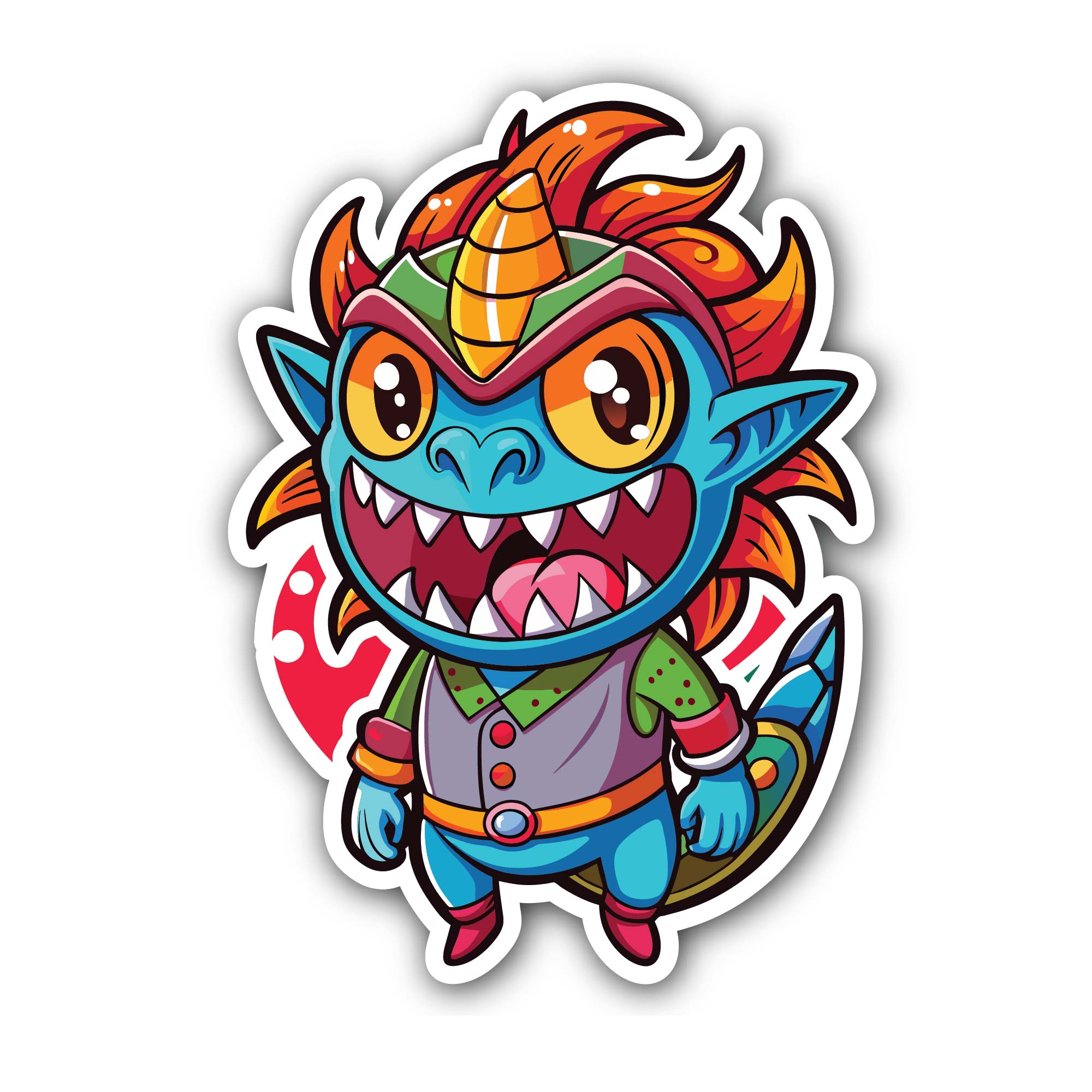 Colourful Monster Sticker, Waterproof Vinyl Decal Sticker Indoor Or Outdoor 2 (Pieces) 3" and 5"