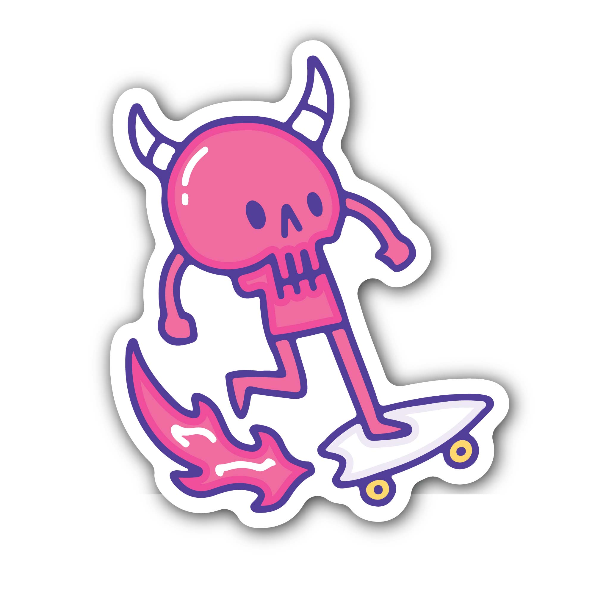 Cute Devil Skull Sticker, Waterproof Vinyl Decal Sticker Indoor Or Outdoor 2 (Pieces) 3" and 5"