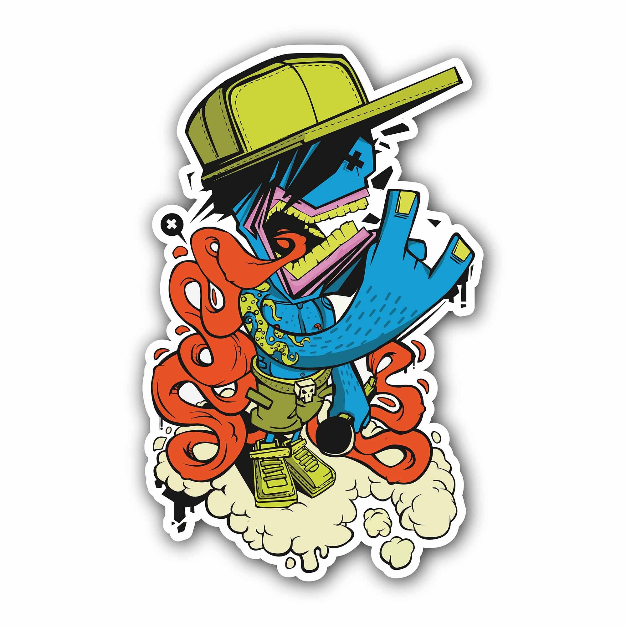 Bad Skull Sticker, Waterproof Vinyl Decal Sticker Indoor Or Outdoor 2 (Pieces) 3" and 5"