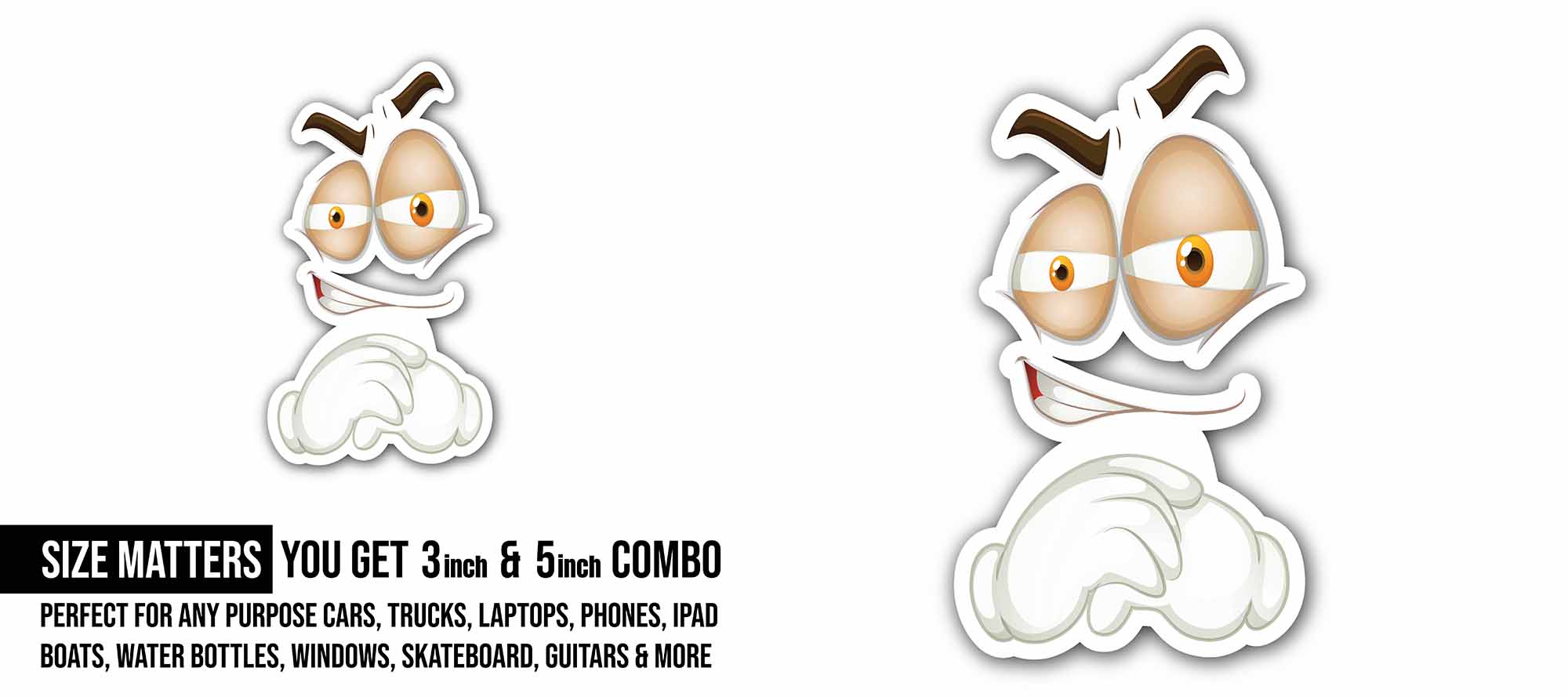 Emotes Message Sticker, Waterproof Vinyl Decal Sticker Indoor Or Outdoor 2 (Pieces) 3" and 5"
