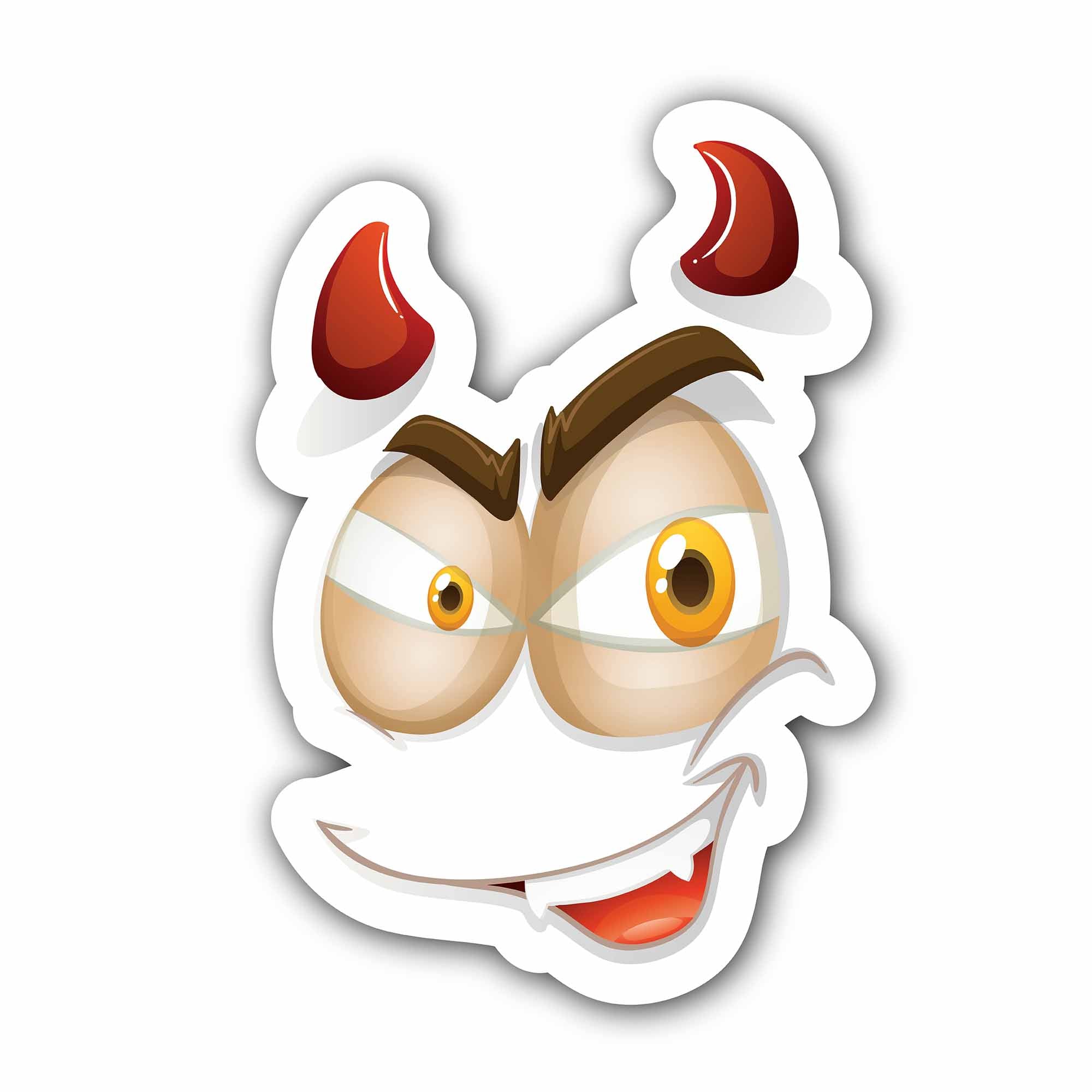 Devil Face Sticker, Waterproof Vinyl Decal Sticker Indoor Or Outdoor 2 (Pieces) 3" and 5"