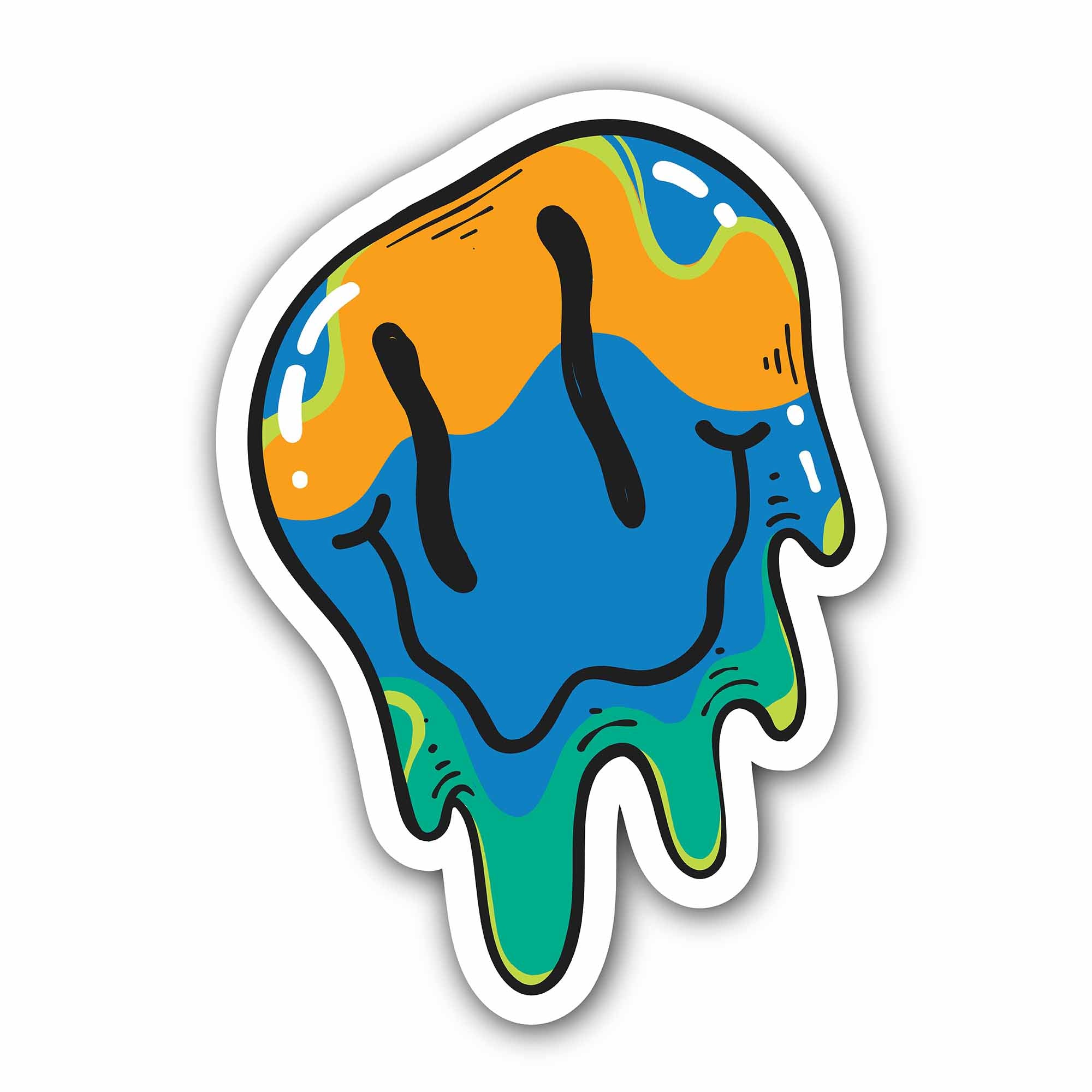 Melted Smile Sticker, Waterproof Vinyl Decal Sticker Indoor Or Outdoor 2 (Pieces) 3" and 5"