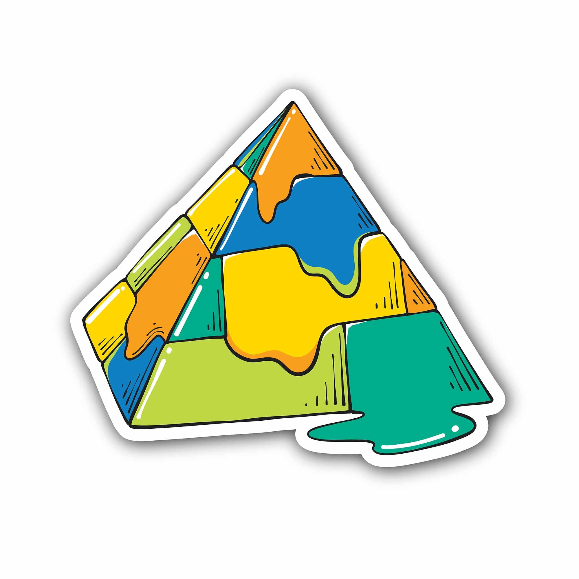 Trippy Pyramid Sticker, Waterproof Vinyl Decal Sticker Indoor Or Outdoor 2 (Pieces) 3" and 5"
