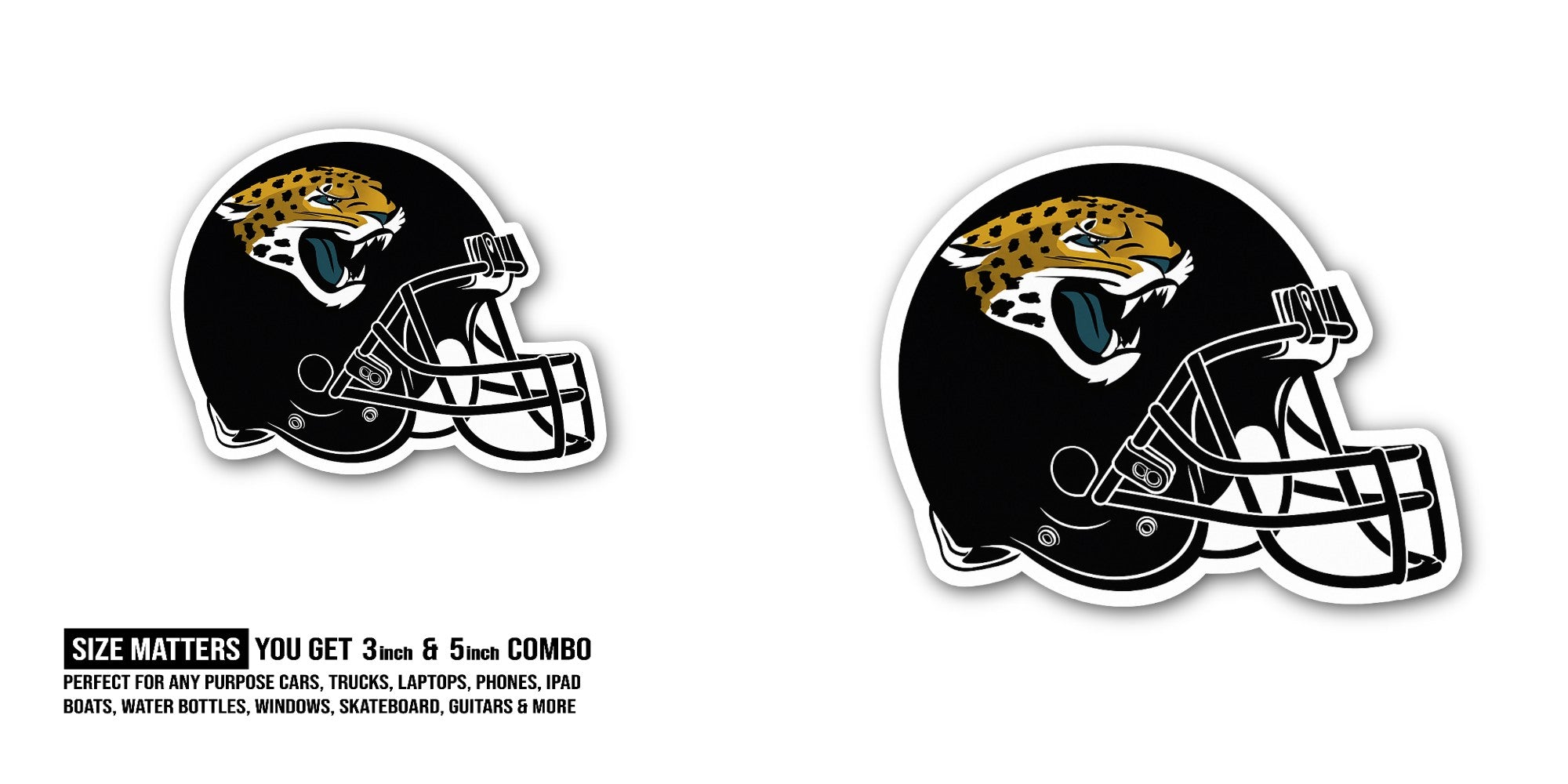 Tiger Face With Black Helmet Sticker, Waterproof Vinyl Decal Sticker Indoor Or Outdoor 2 (Pieces) 3" and 5"